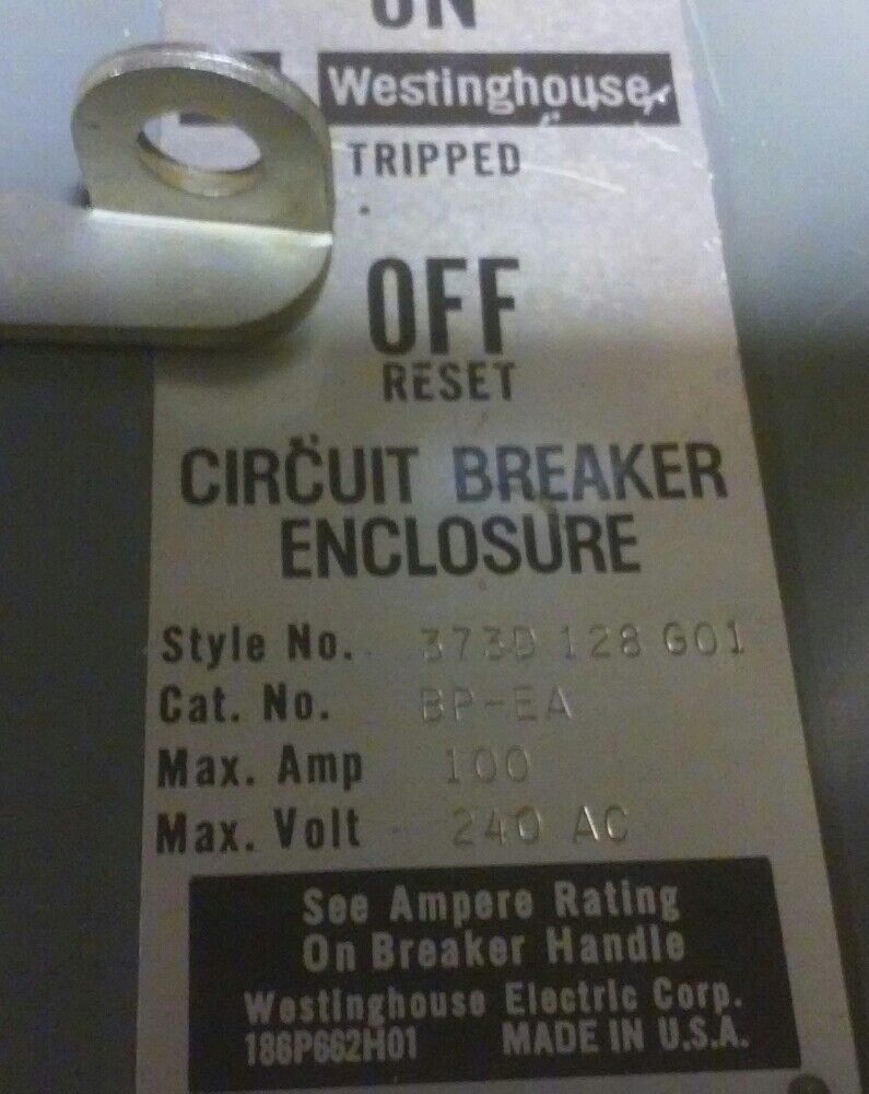 WESTINGHOUSE BP-EA CIRCUIT BREAKER ENCLOSURE w/ 20A CIRCUIT BREAKER