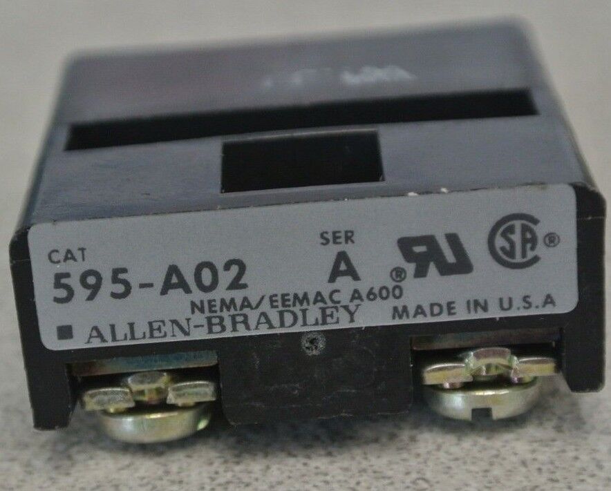 ALLEN-BRADLEY 595-A02 AUXILIARY CONTACT / 1 N.O. / SIZES 0-2 & 5-9 / NEW SURPLUS