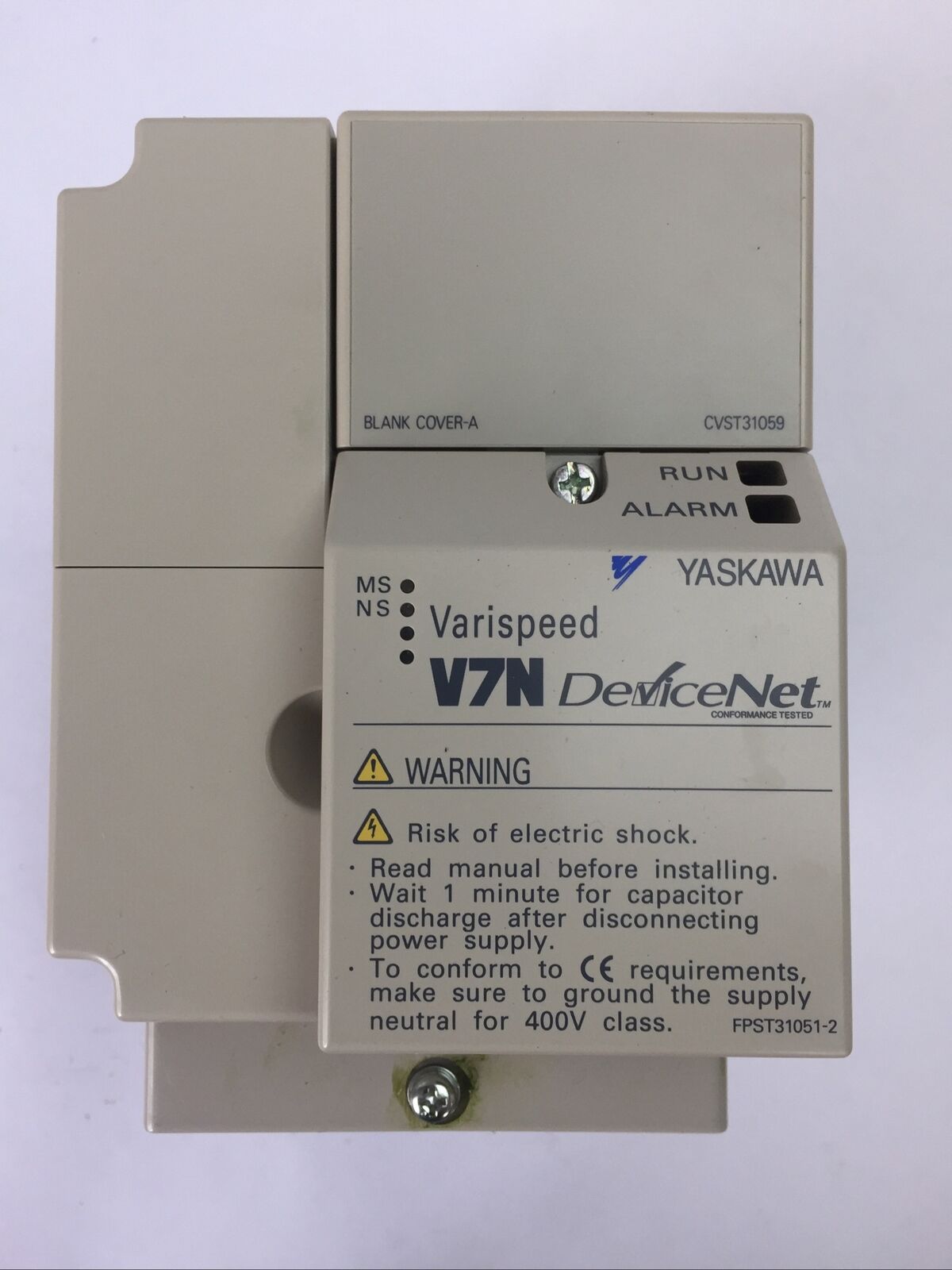 YASKAWA DRIVE CIMR-V7NU21P51 VARISPEED 230VAV 8A CVST31059 BLANK COVER-A
