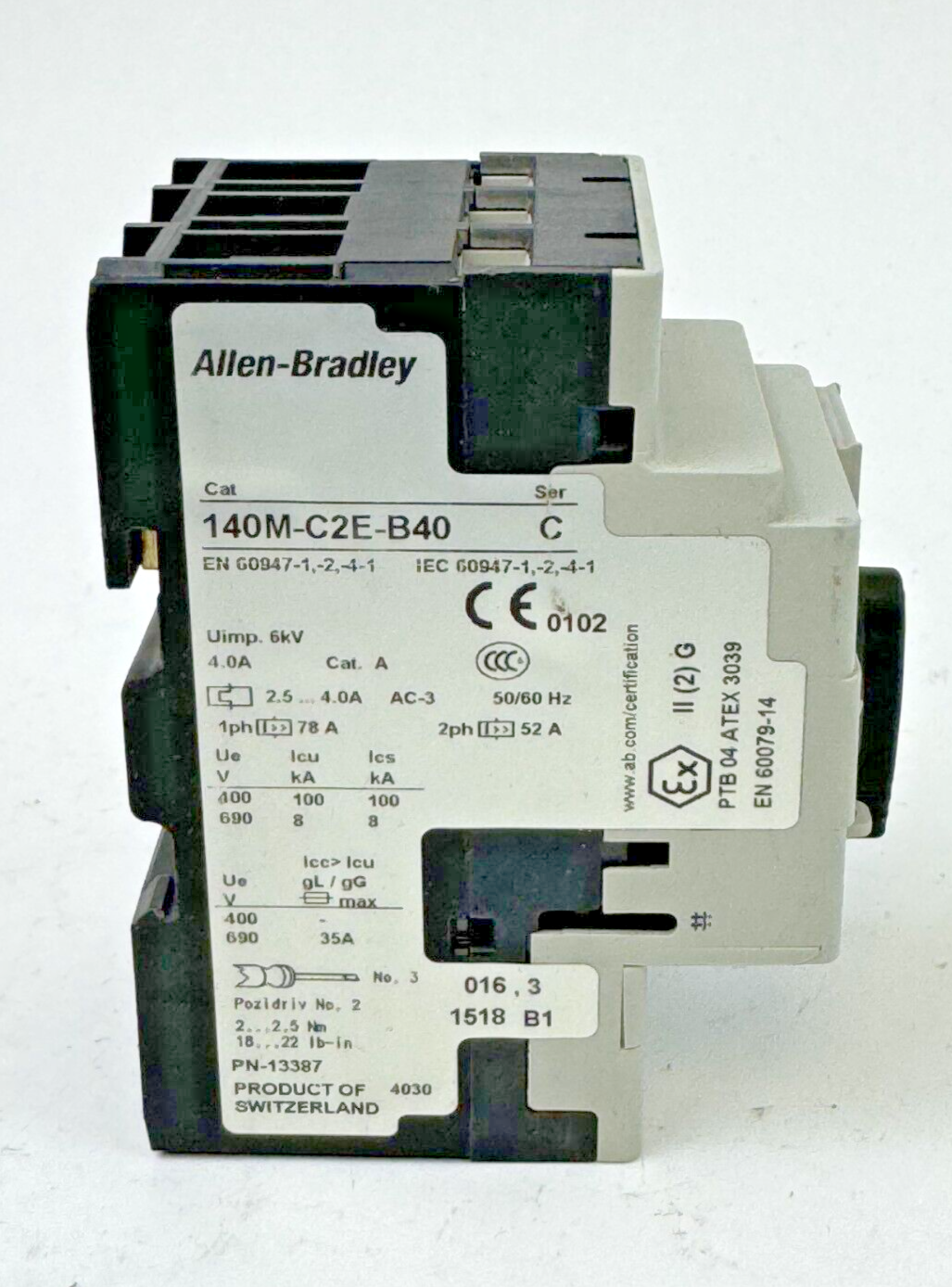 ALLEN-BRADLEY - 140M-C2E-B40 SER. C - MANUAL MOTOR PROTECTOR - 2.45 A- 4 A