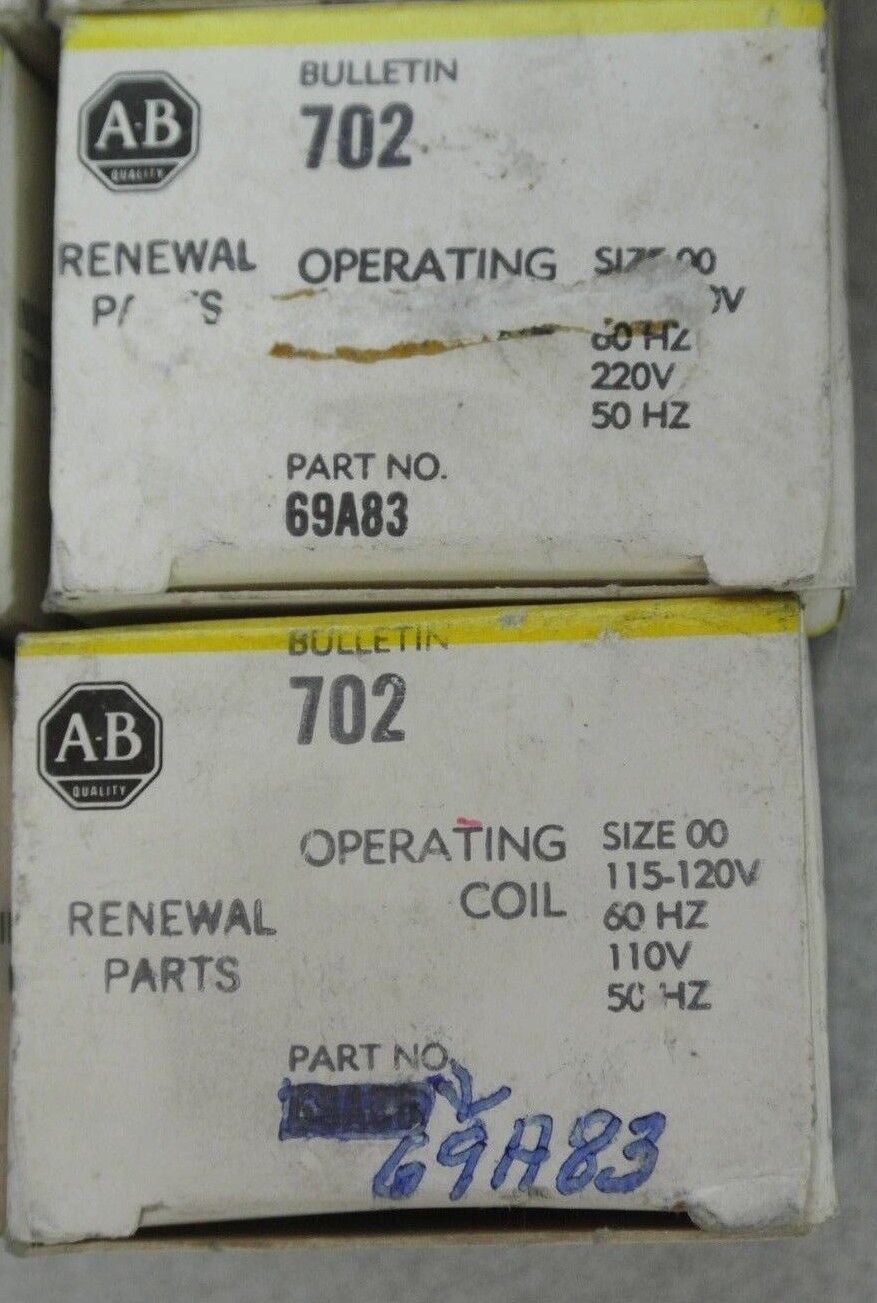ALLEN-BRADLEY 69A83 COIL SIZE 00 220/50Hz, 230-240V/60Hz NEW SURPLUS LOT of 6