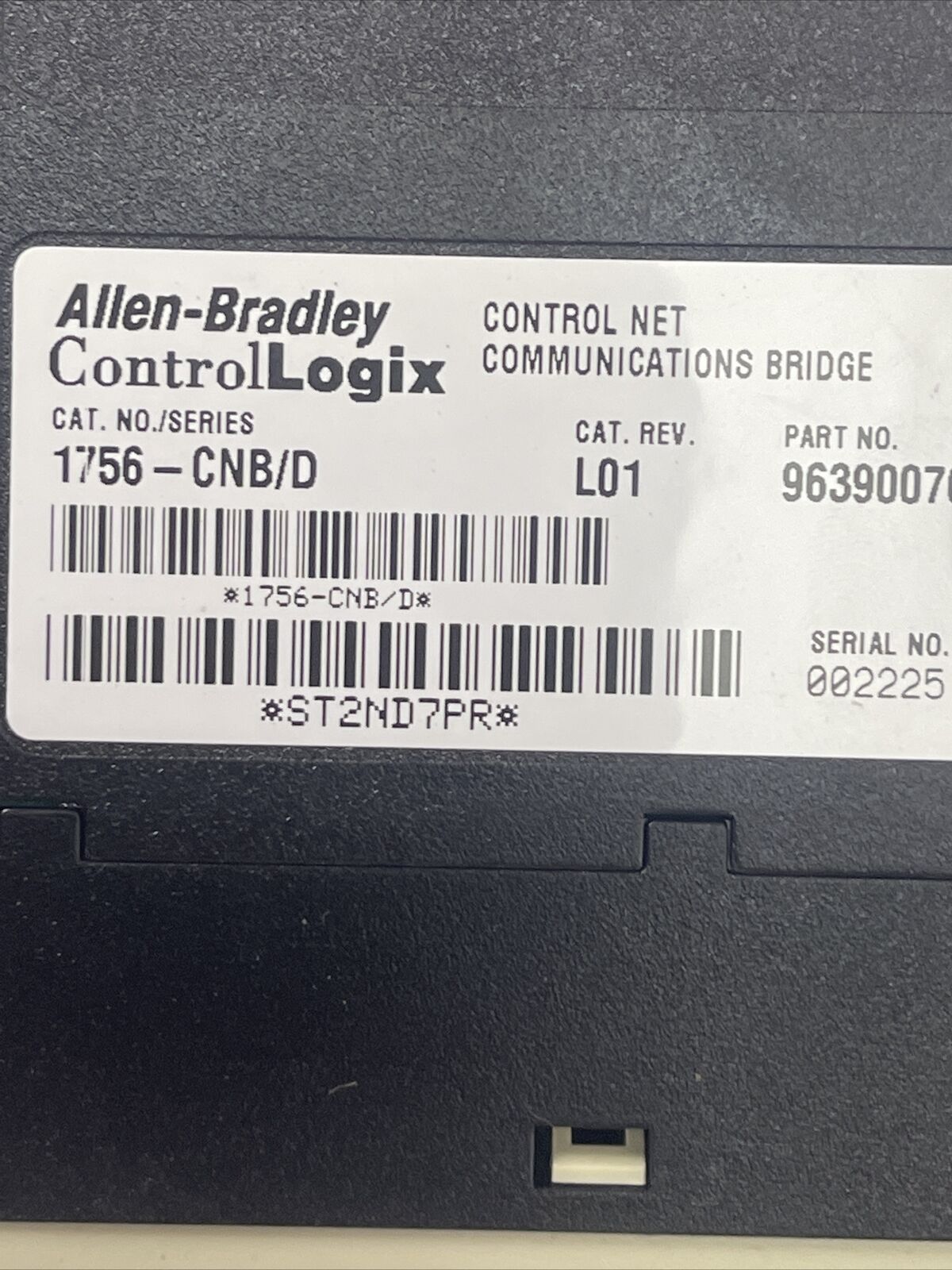 ALLEN BRADLEY 1756-CNB SER D F/W REV 5.38.40 CAT REV L01 CONTROL NET COMMUNICATI