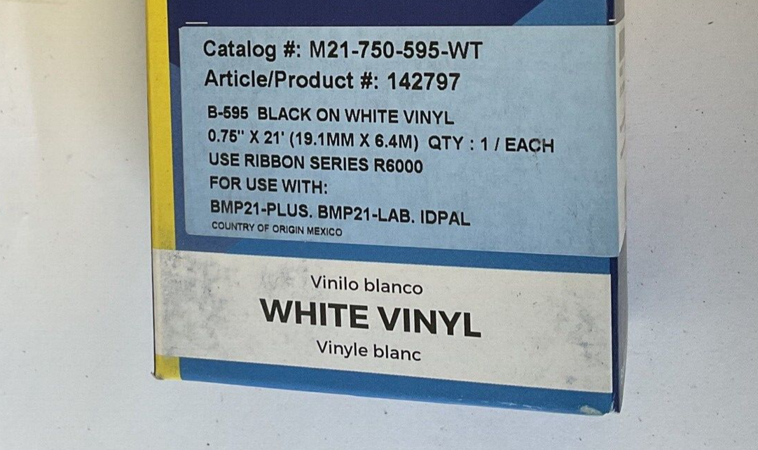 BRADY M21-750-595-WT PRINT CARTRIDGE WHITE VINYL