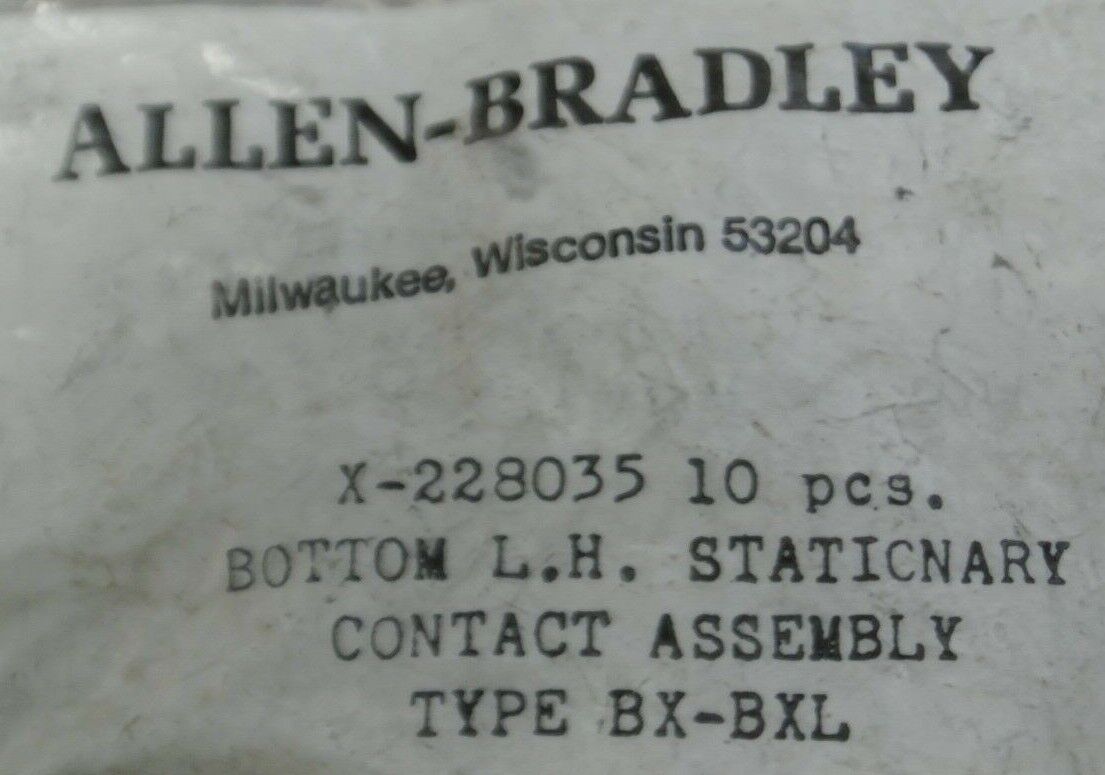 BAG of 10 / ALLEN-BRADLEY X-228035 STATIONARY CONTACT ASSEMBLY / NEW SURPLUS