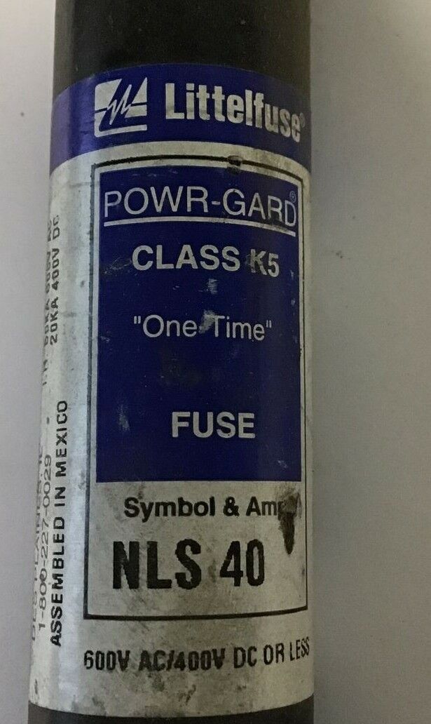 LITTELFUSE NLS 40 POWR-GARD FUSE 40AMP 600VAC 400VDC CLASS K5 ****LOTOF4****