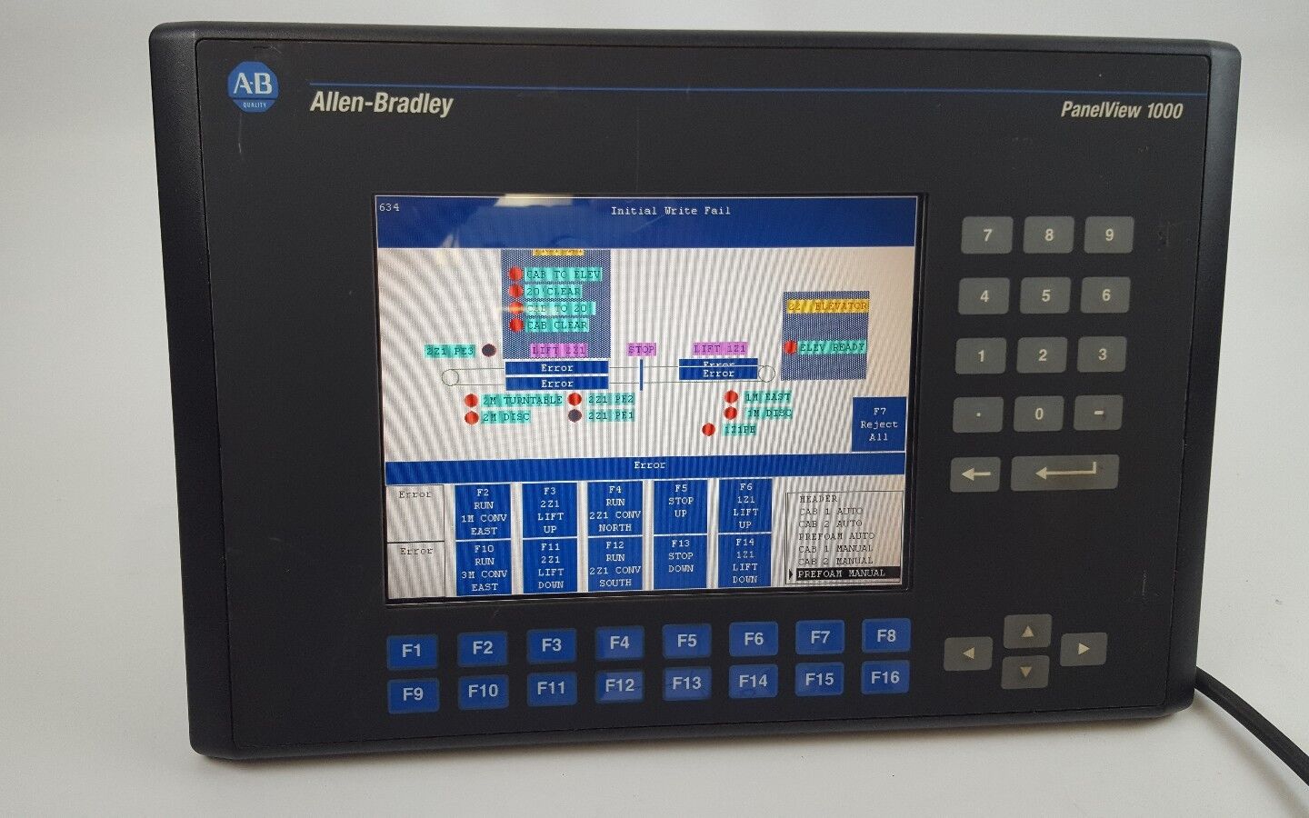 ALLEN BRADLEY PANELVIEW 1000 TOUCH SCREEN 2711-K10C20 SERIES F FRN 4.46