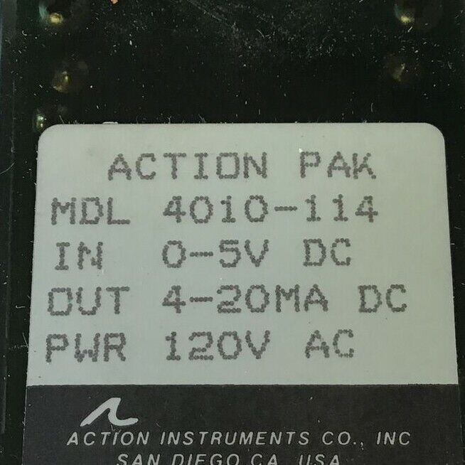 ACTION PAK MDL 4010-114 CONTROL RELAY 120VAC