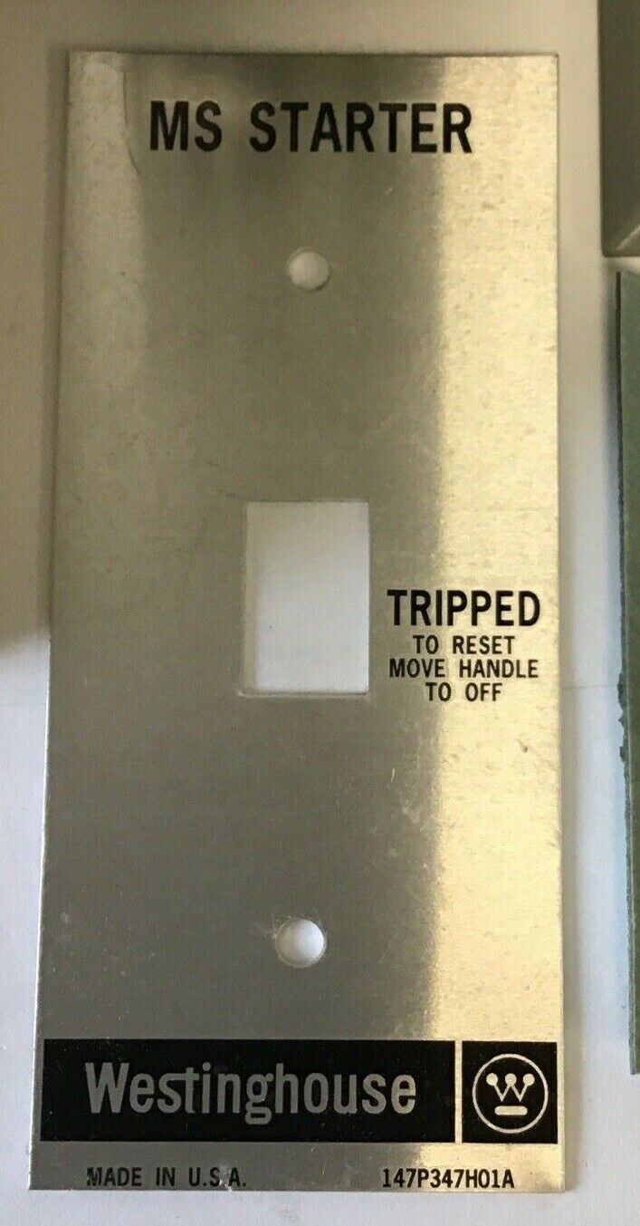 WESTINGHOUSE 369D830G01 MOTOR STARTER 1POLE SWITCH FLUSH PLATE