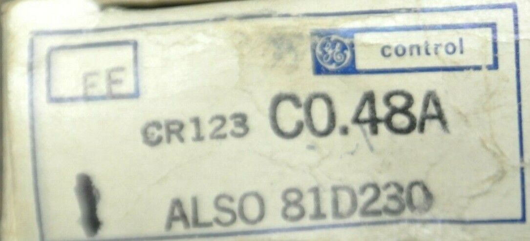 GE CONTROLS CR123C0.48A THERMAL OVERLOAD HEATER ELEMENT / NEW SURPLUS / 81D230