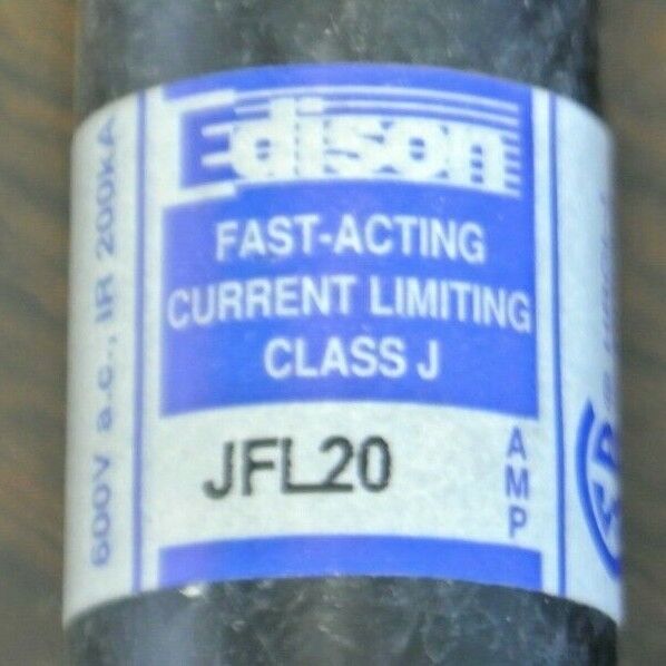 LOT of 8 / EDISON JFL20 CLASS J FAST-ACTING FUSE / 20A / 600V / NEW SURPLUS