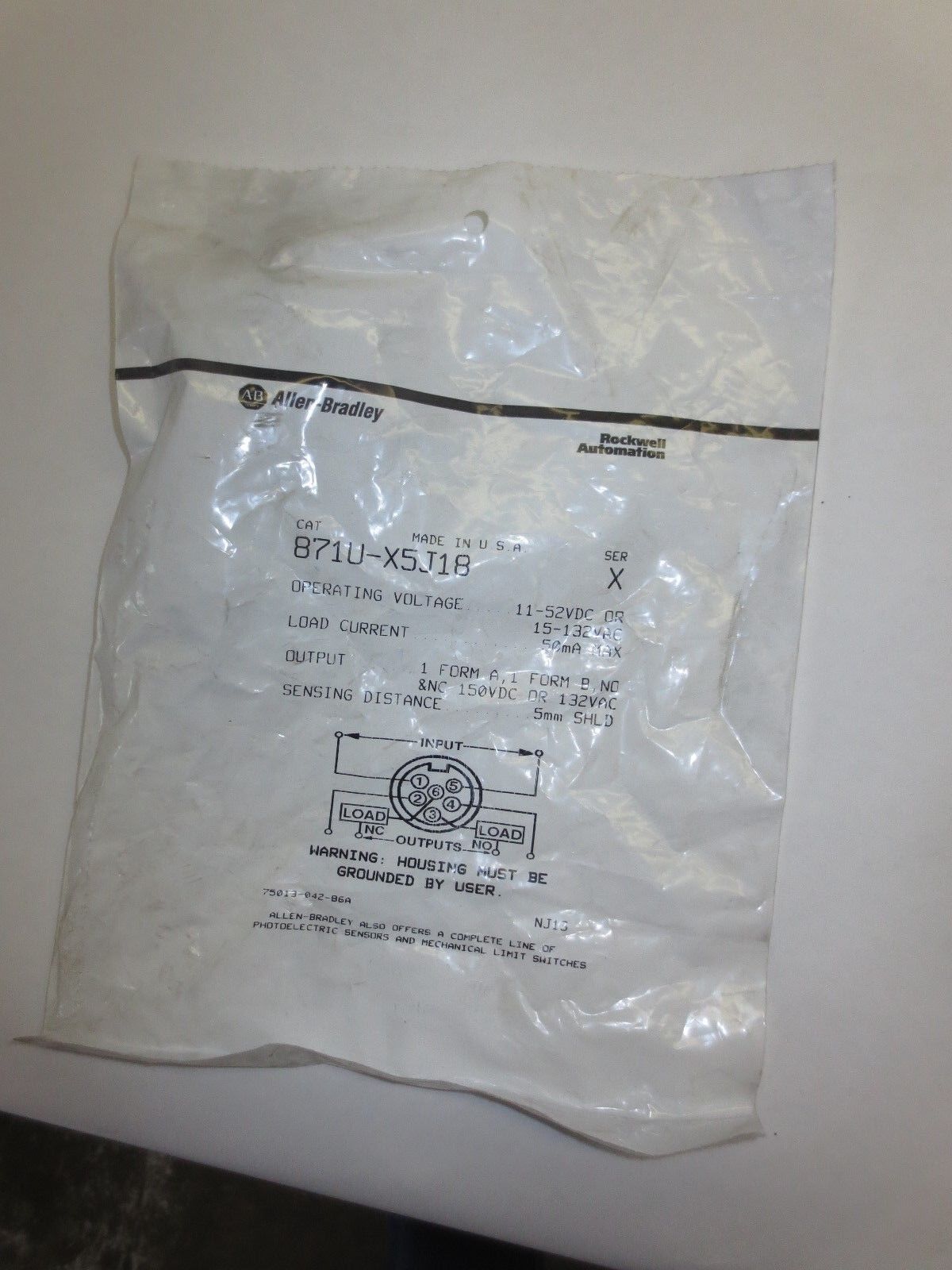 ALLEN-BRADLEY 871U-X5J18 Ser. X PROXIMITY SENSOR 11-52VDC/ 15-132VAC 50mA NEW