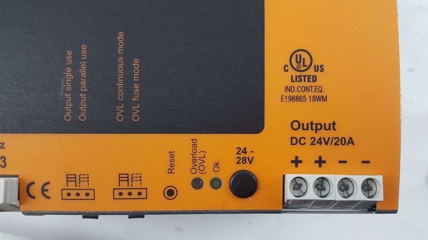IFM DN2134 POWER SUPPLY 3AC 400-500V 1.7A/PHASE OUTPUT 24-28 VDC 600W 20A