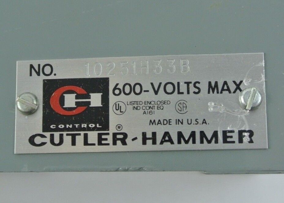 CUTLER-HAMMER 10251H33B TYPE B FOOT SWITCH FRONT TREADLE AC/DC 600V NEW SURPLUS