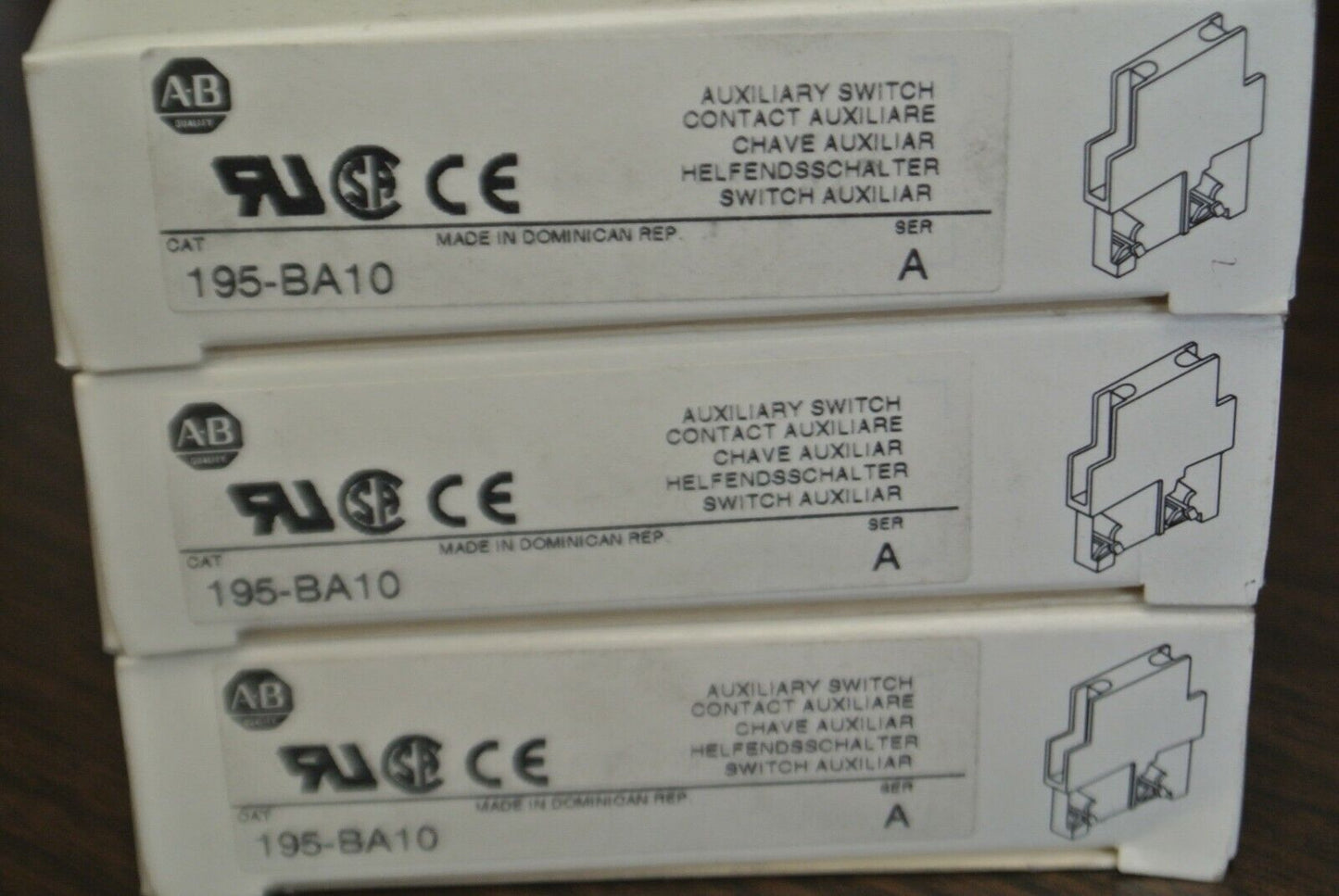 LOT of 3 / ALLEN-BRADLEY 195-BA10 AUXILIARY SWITCH / AUX. CONTACT / NEW SURPLUS