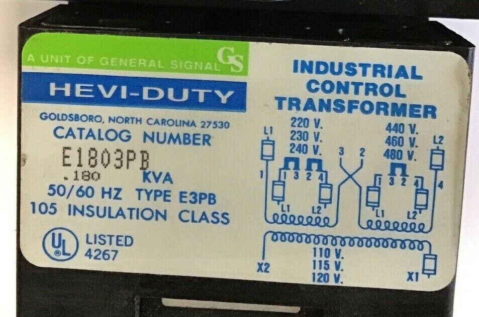GENERAL SIGNAL E1803PB INDUSTRIAL CONTROL TRANSFORMER .180KVA 50/60HZ TYPE E3PB