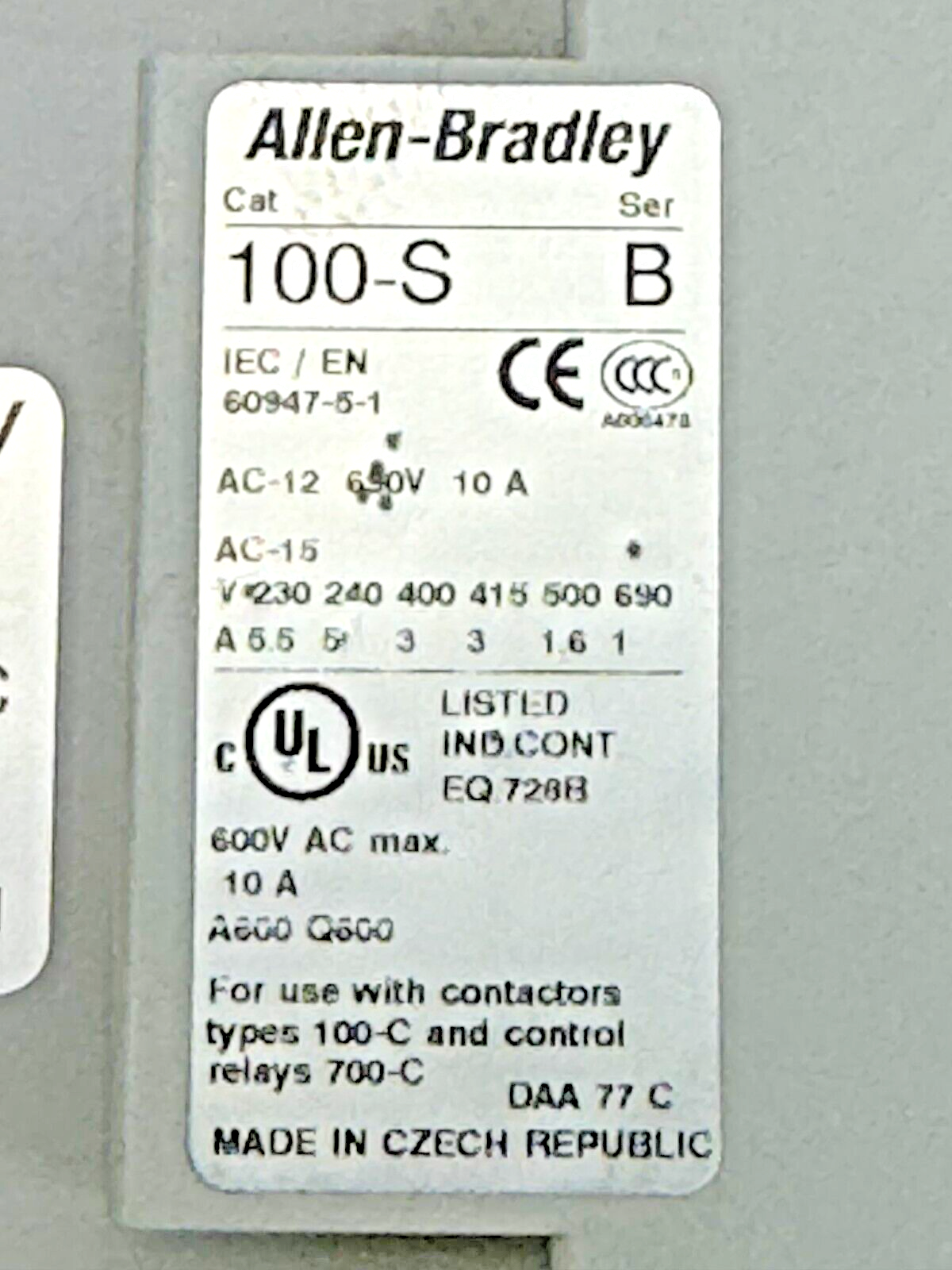 ALLEN-BRADLEY - 100S-C37DJ14C SER. C - SAFETY CONTACTOR W/ 24 VDC COIL