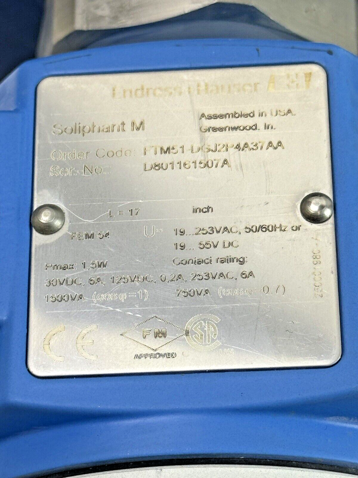 ENDRESS+HAUSER - FTM51-DGJ2P4A37AA - SOLIPHANT M - ROBUST POINT LEVEL SWITCH