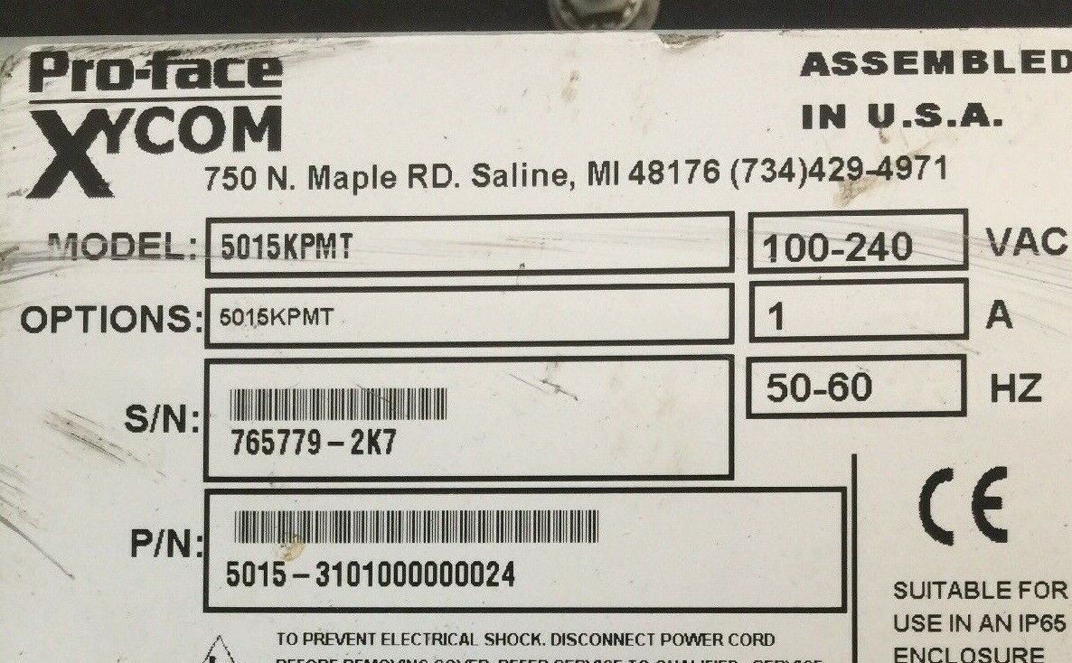 XYCOM 5015KPMT PROFACE OPERATOR PANEL 100-240VAC 1A 50-60HZ (SEE DESCRIPTION)