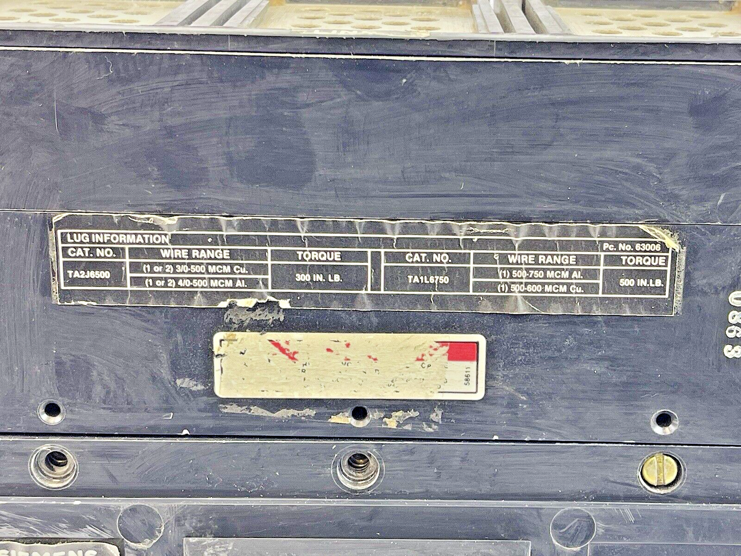 SIEMENS - SLL63B600G - CIRCUIT BREAKER -600 AMP, 600 VAC, 3 POLE, ITE SENSITRIP