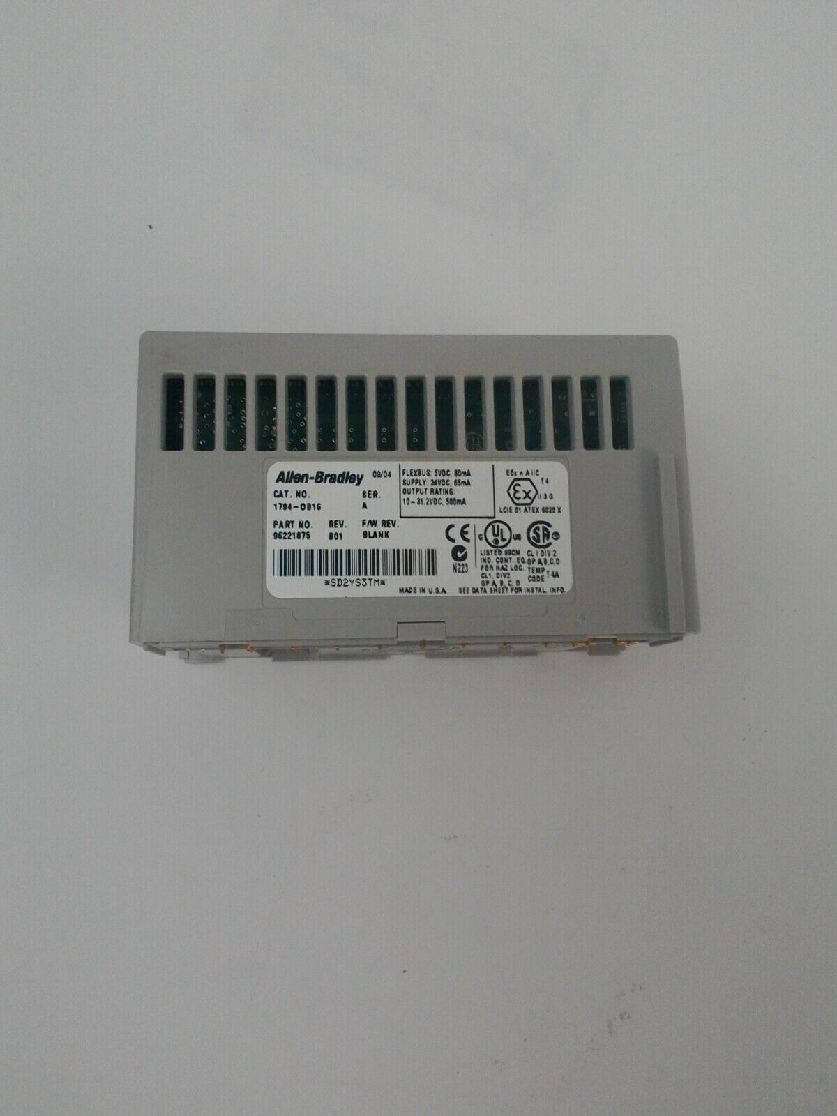 ALLEN BRADLEY 1794-0B16 FLEX I/O 24VDC SOURCE OUTPUT REV.B01 F/W REV.BLANK