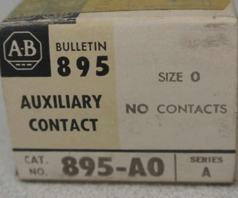 ALLEN-BRADLEY 895-A0 AUXILIARY CONTACT / SIZE 0 / N.O. CONTACTS / NEW SURPLUS