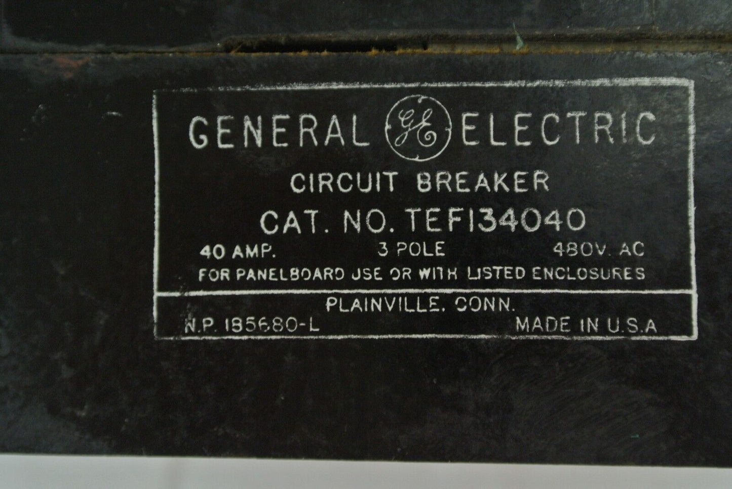 GE TEF134040 CIRCUIT BREAKER - 480VAC, 40A, 3-POLE