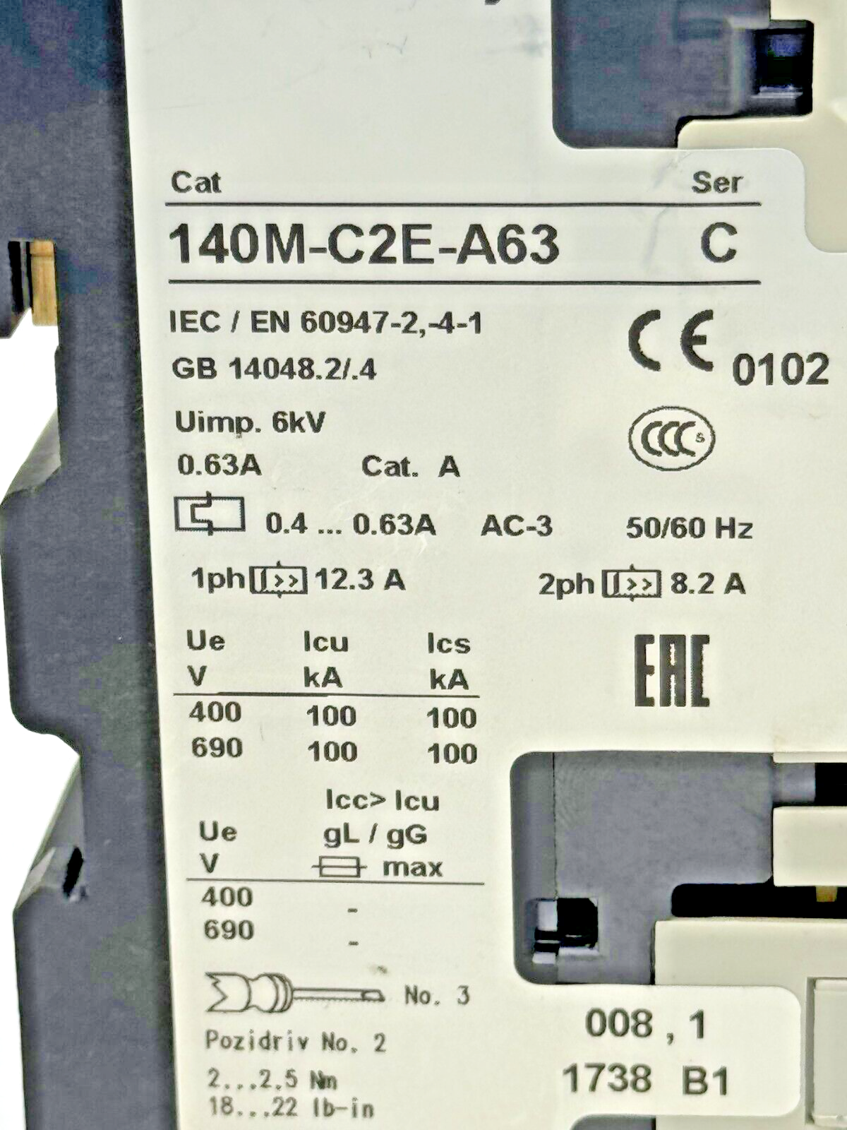 ALLEN-BRADLEY - 140M-C2E-A63 SER. C -MANUAL MOTOR PROTECTOR- 140M-C-AFA11 SER. A