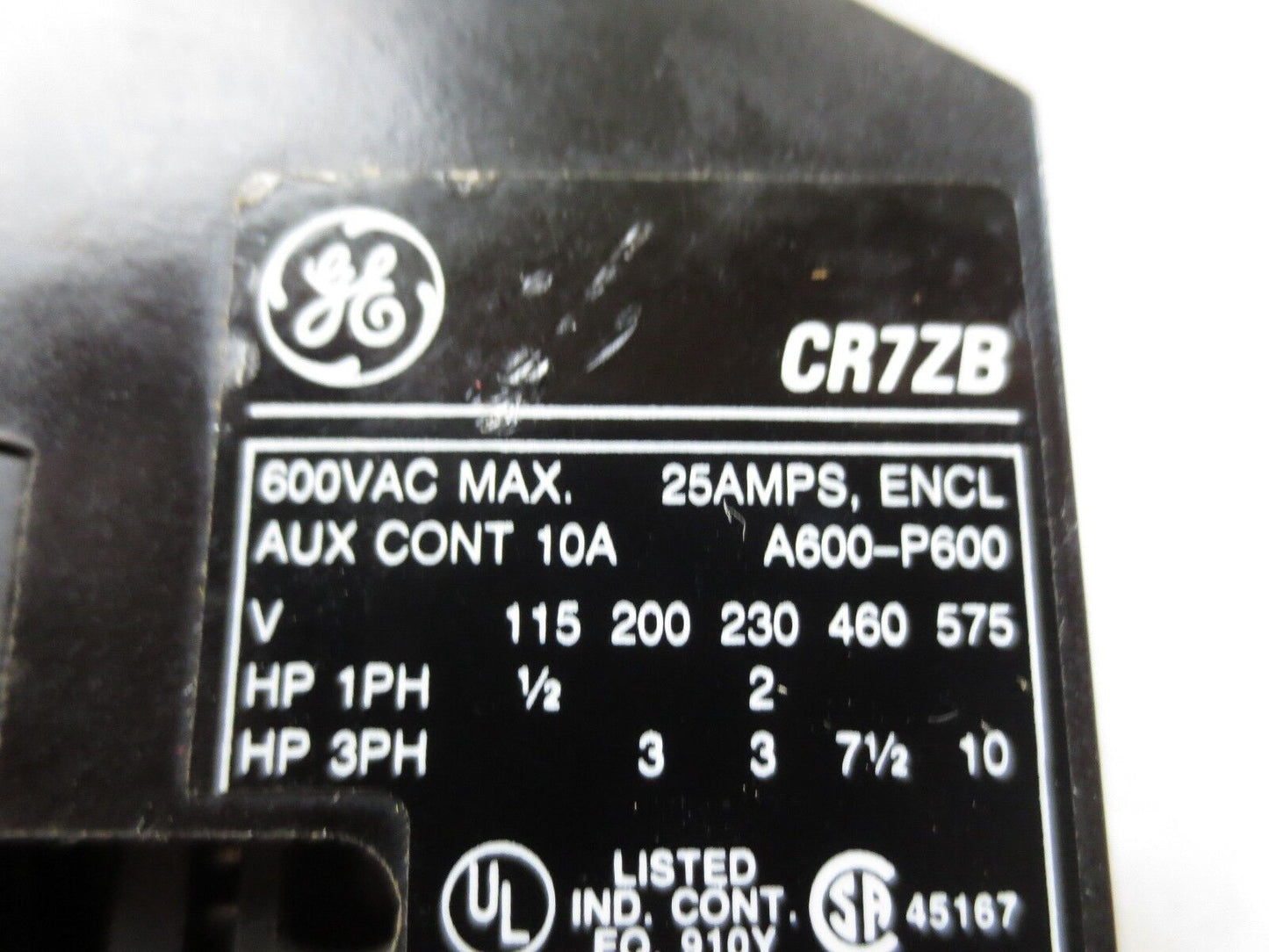 GE CR7ZB CONTACTOR + CR7G1WL OVERLOAD RELAY