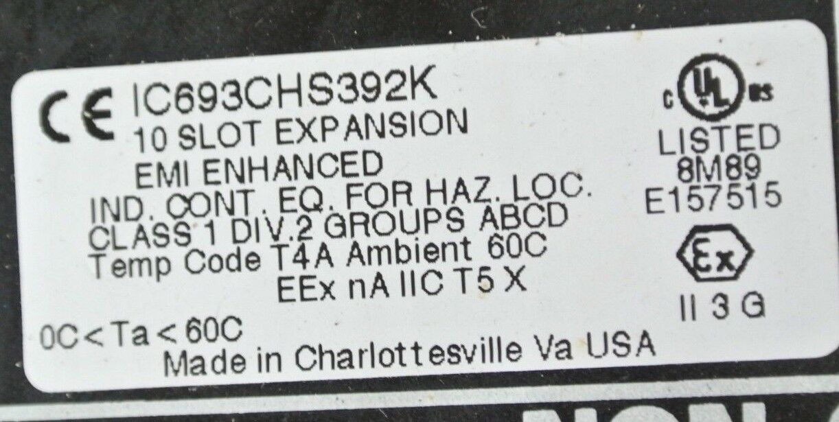 GE FANUC IC693CHS392K - BASE 10-SLOT EXPANSION - EMI ENHANCED