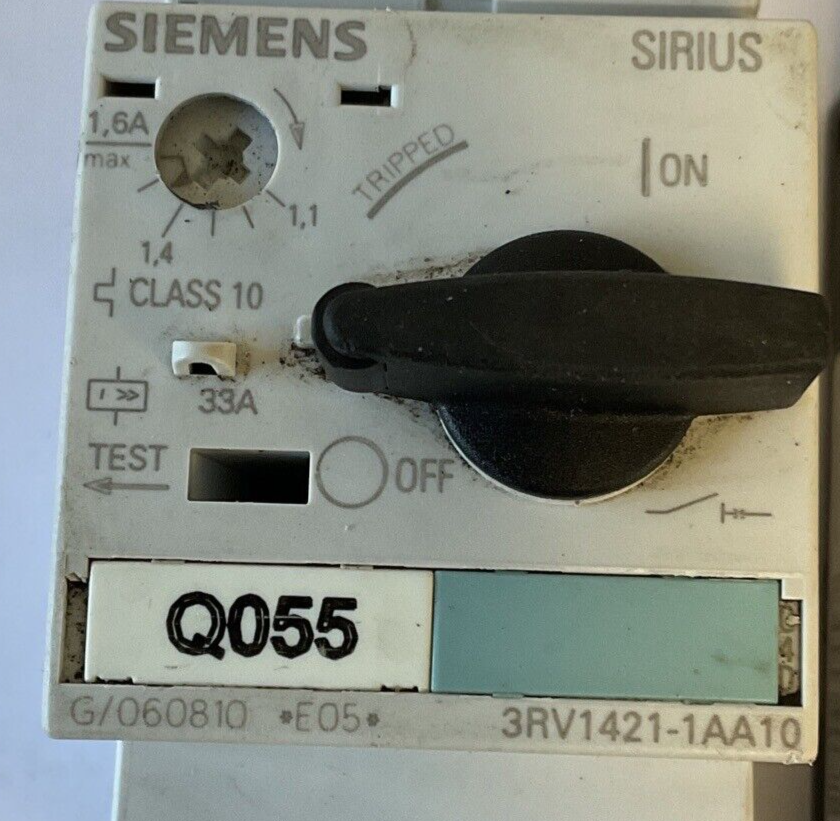 SIEMENS 3RV1421-1AA10 MANUAL MOTOR STARTER CLASS 10 33A 1.1-1.6A ***LOTOF2***