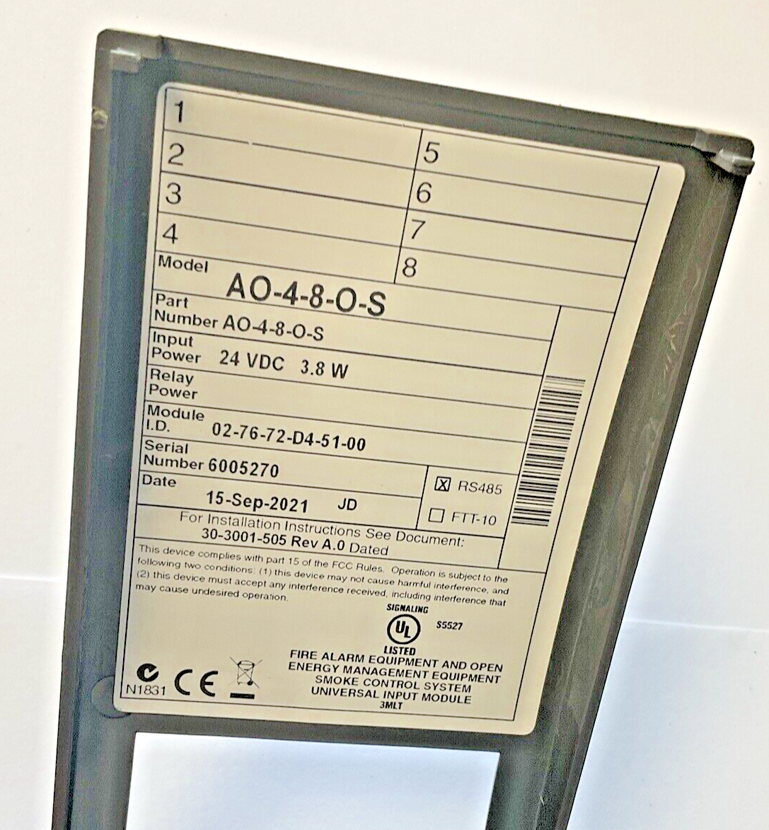 SCHNEIDER ELECTRIC AO-4-8-O-S I/O MODULE 24VDC 3.8W