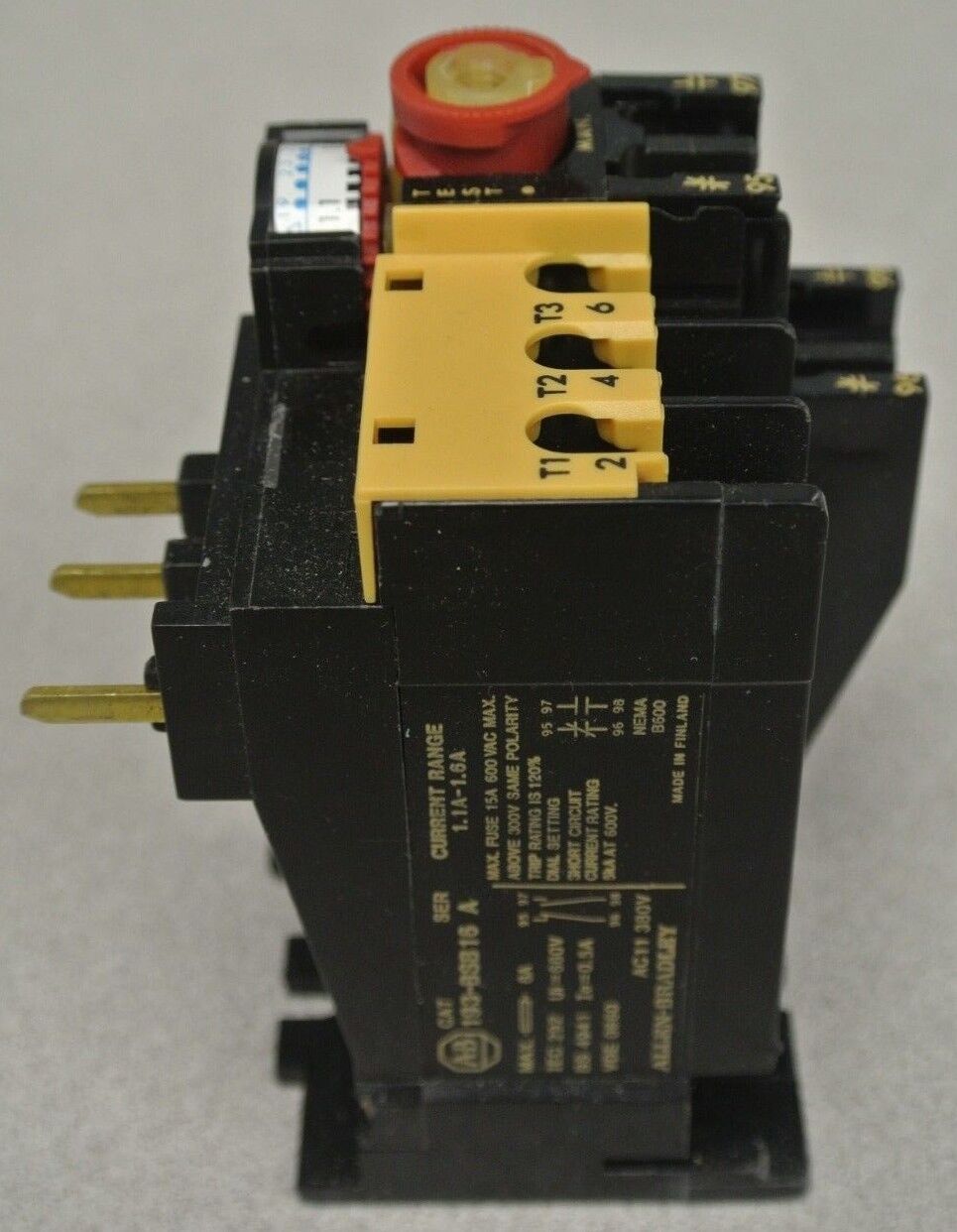 ALLEN-BRADLEY 193-BSB16 Ser. A BIMETALLIC OVERLOAD RELAY 1.1-1.6A / NEW SURPLUS