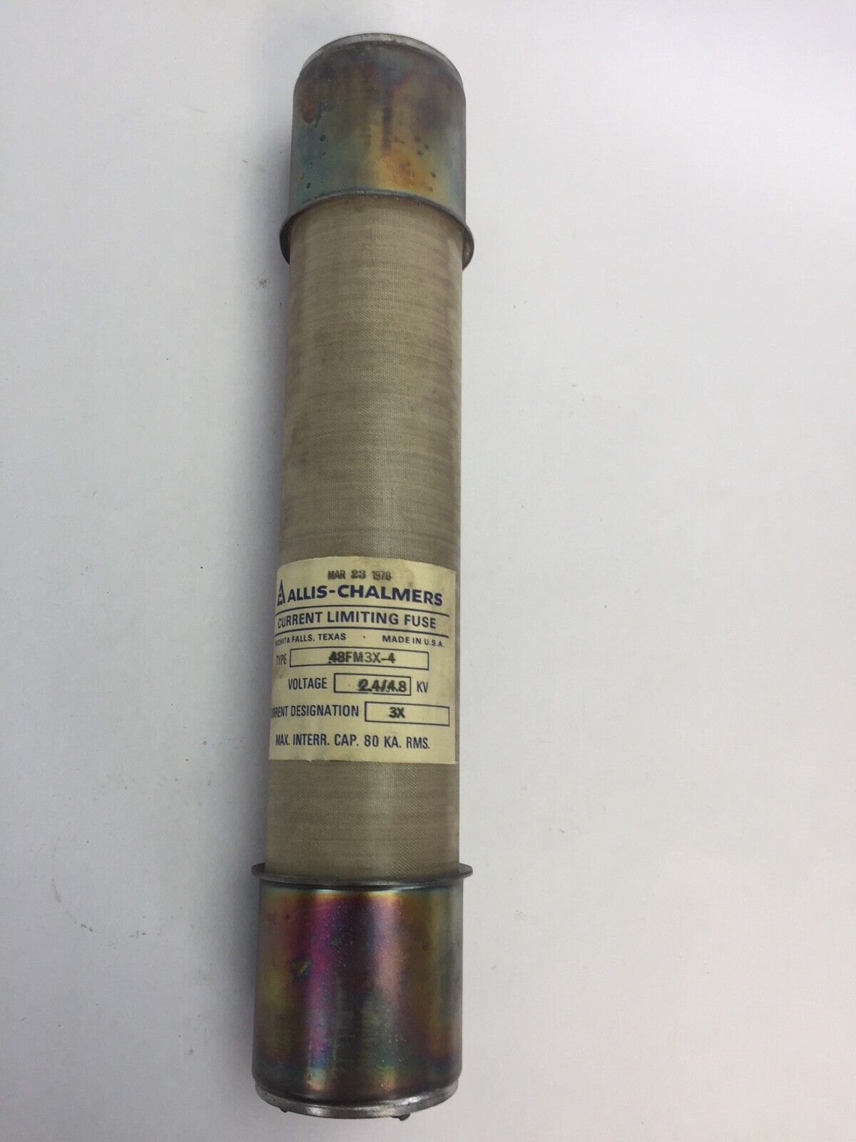 ALLIS-CHALMERS 48FM3X-4 CURRENT LIMITING FUSE 2400/4800V CURRENT DESIGNATION: 3X
