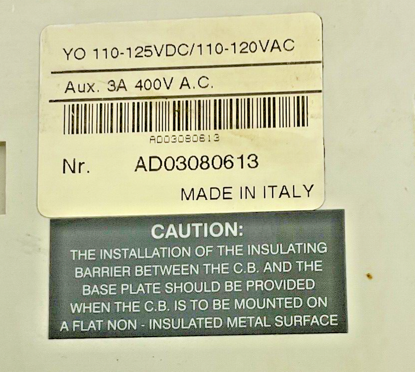 ABB SACE PR211 S4 CIRCUIT BREAKER 250A 3POLE 600VAC