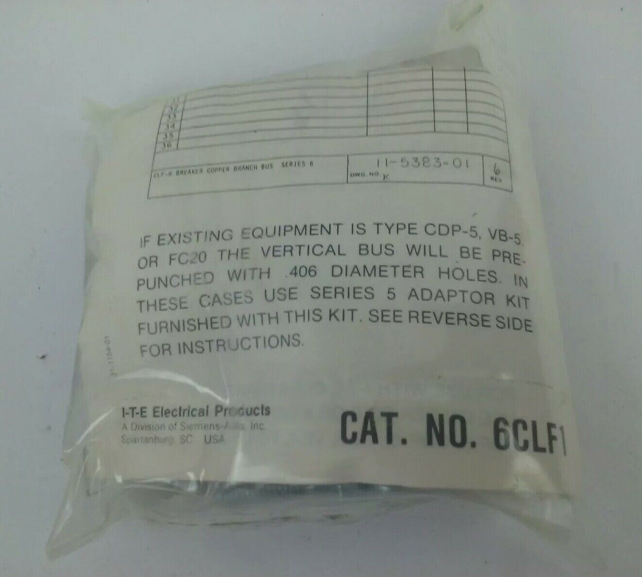 ITE SIEMENS 6CLF1 CIRCUIT BREAKER CONNECTING STRAP MOUNTING HARDWARE