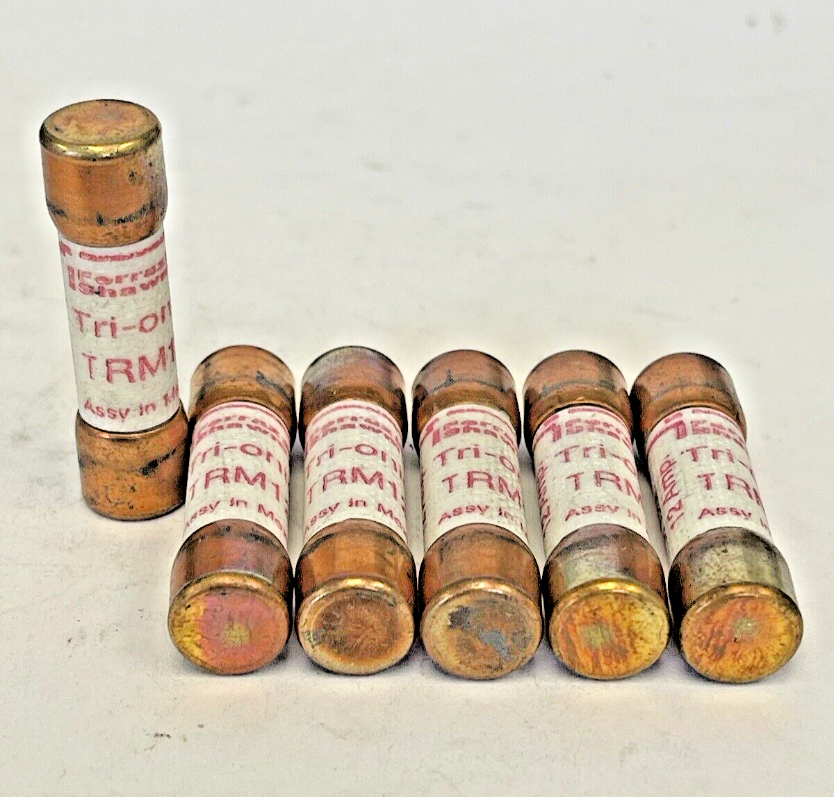 FERRAZ SHAWMUT *LOT OF 6* - TRM12 - 12 AMP, 250 VAC, TIME-DELAY, TRI-ONIC FUSES