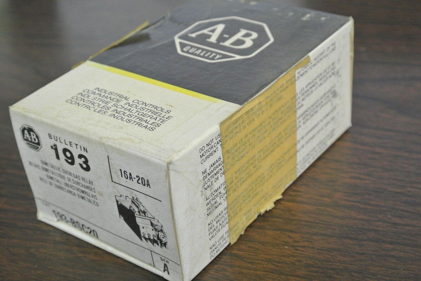 ALLEN-BRADLEY 193-BSC20 BIMETALLIC OVERLOAD RELAY 16A-20A - NEW SURPLUS