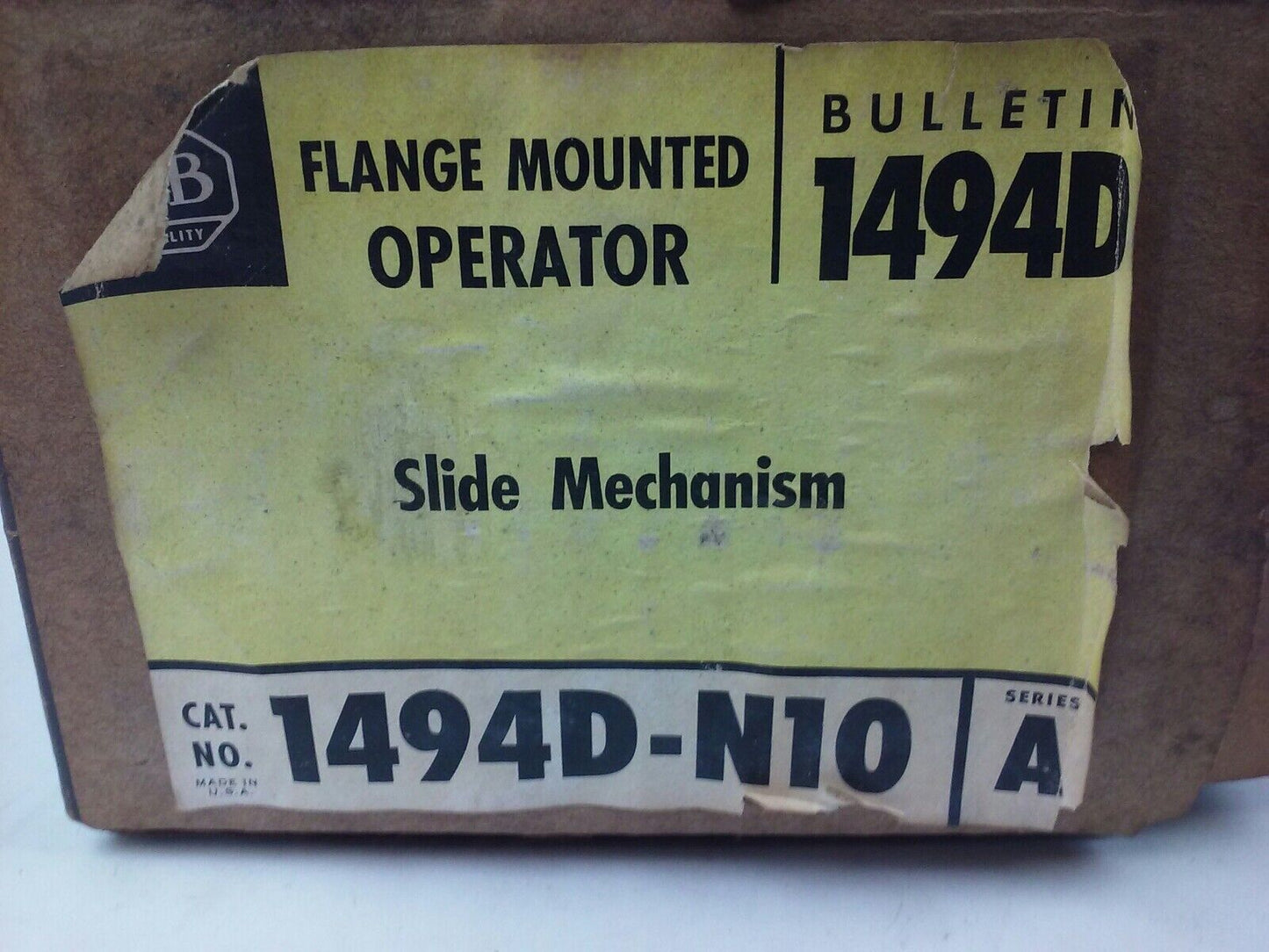 ALLEN BRADLEY 1494D-N10 SER. A FLANGE MOUNTED OPERATOR, SLIDE MECHANISM, 1494D