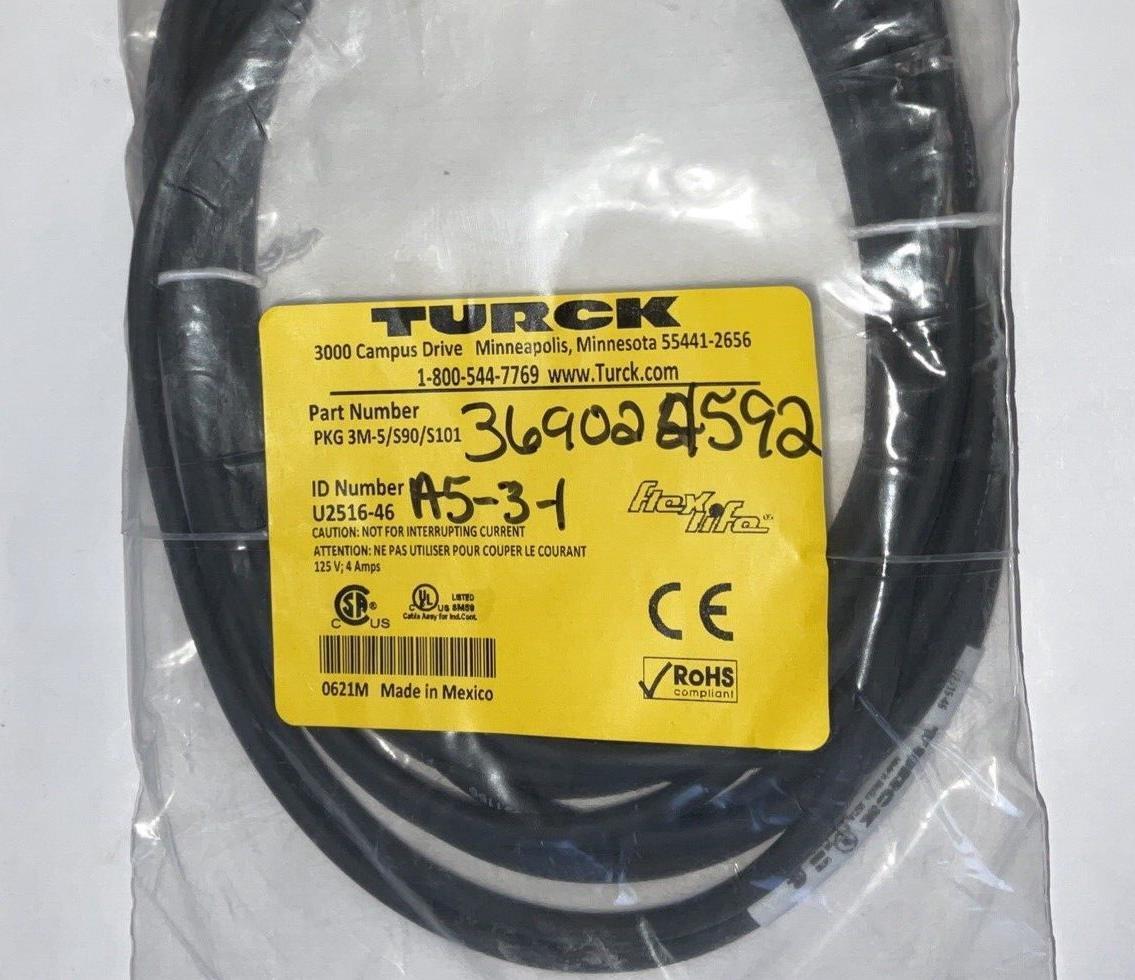 TURCK PKG 3M-5/S90/S101 SENSOR CORD SET SINGLE ENDED 125V 4A