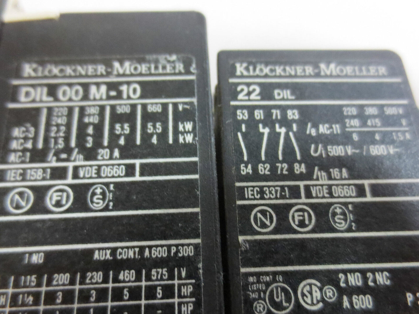 KLOCKNER-MOELLER DIL 00 M-10 + 22 DIL + Z 00-1,6 RELAY / CONTACTOR ASSEMBLY