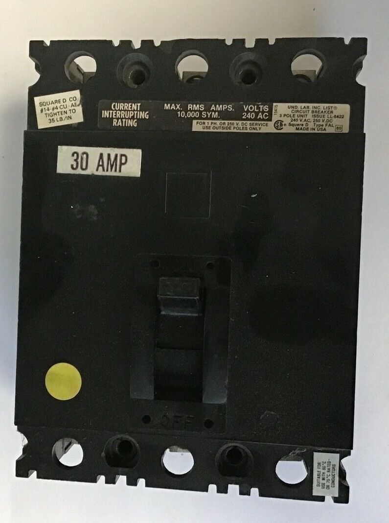 SQUARE D FAL32030 CIRCUIT BREAKER 240VAC 250VDC 30AMP