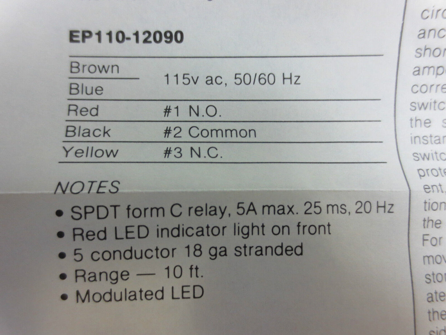 NAMCO EP110-12090 - PHOTOELECTRIC RETRO-REFLECTIVE SENSOR - NEW SURPLUS