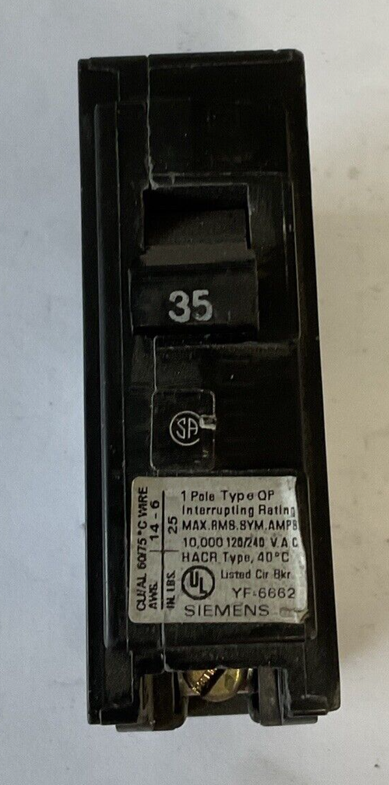 SIEMENS Q135 CIRCUIT BREAKER 120/240VAC 60HZ 35A 1POLE***LOTOF2***