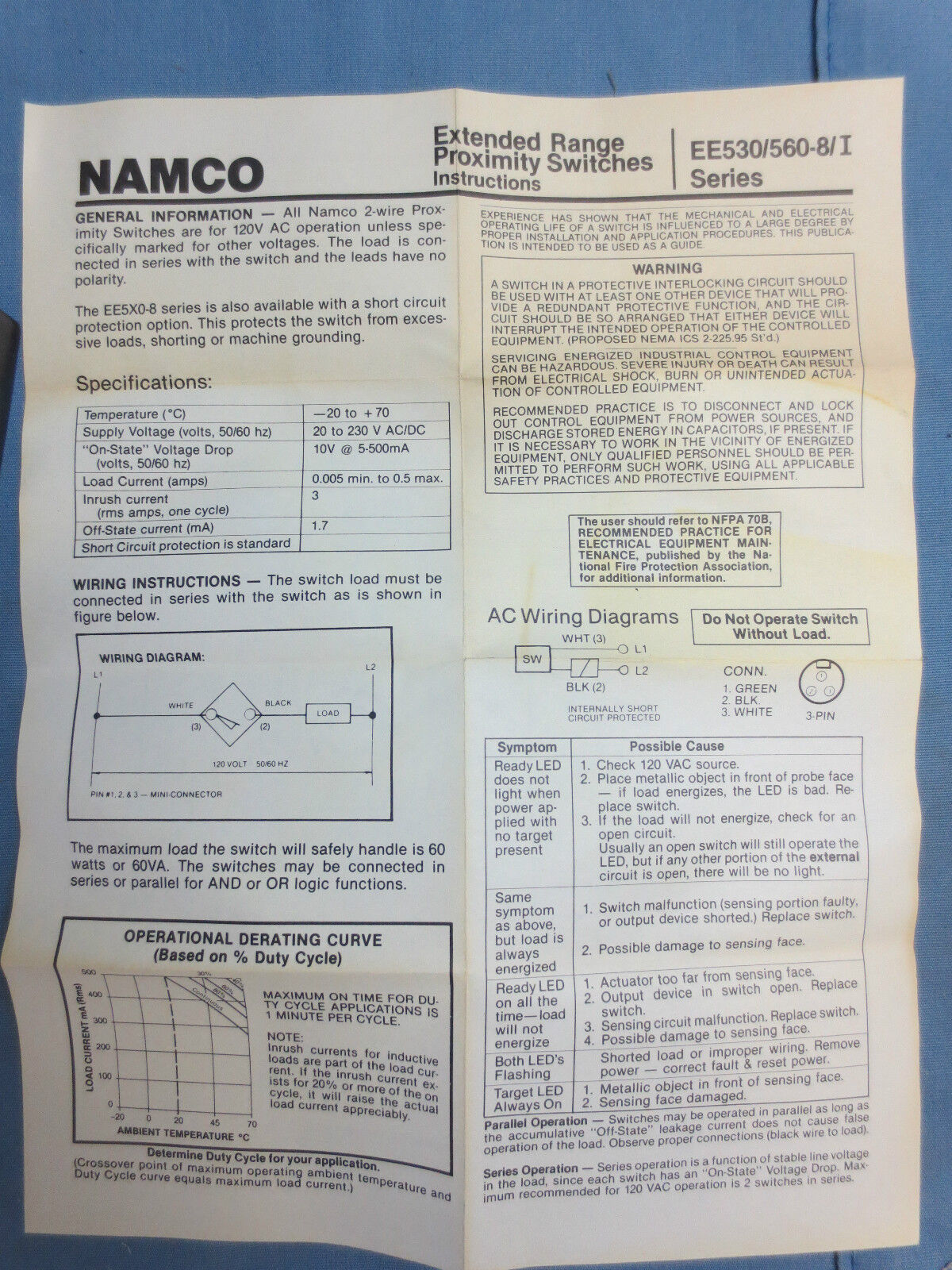 NAMCO EE560-84410 EXTENDED-RANGE PROXIMITY SENSOR - EE520-84410***