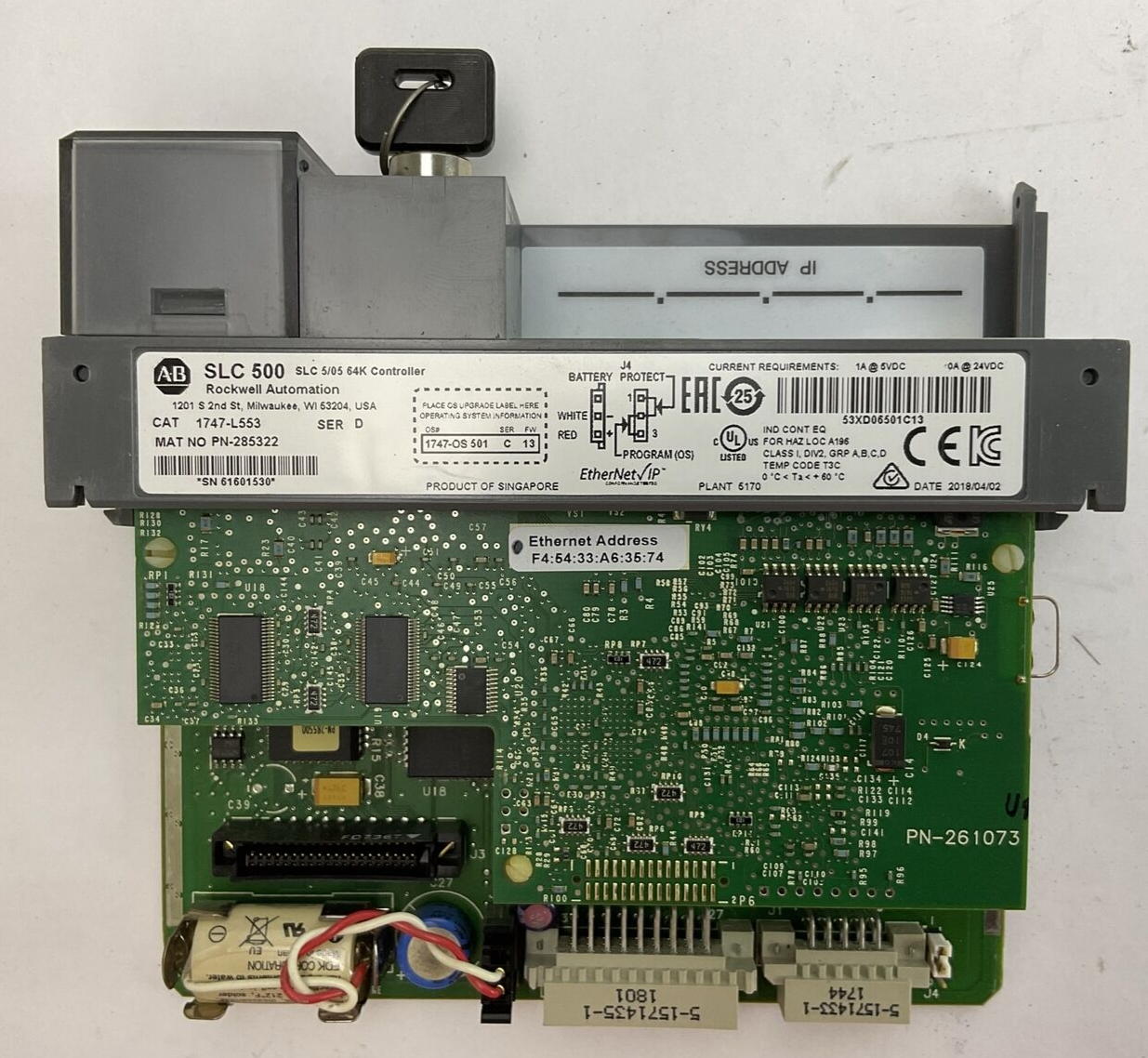 ALLEN BRADLEY 1747-L553 SER D SLC 5/05 64K CONTROLLER 1747-0S 501 SER C FW 13