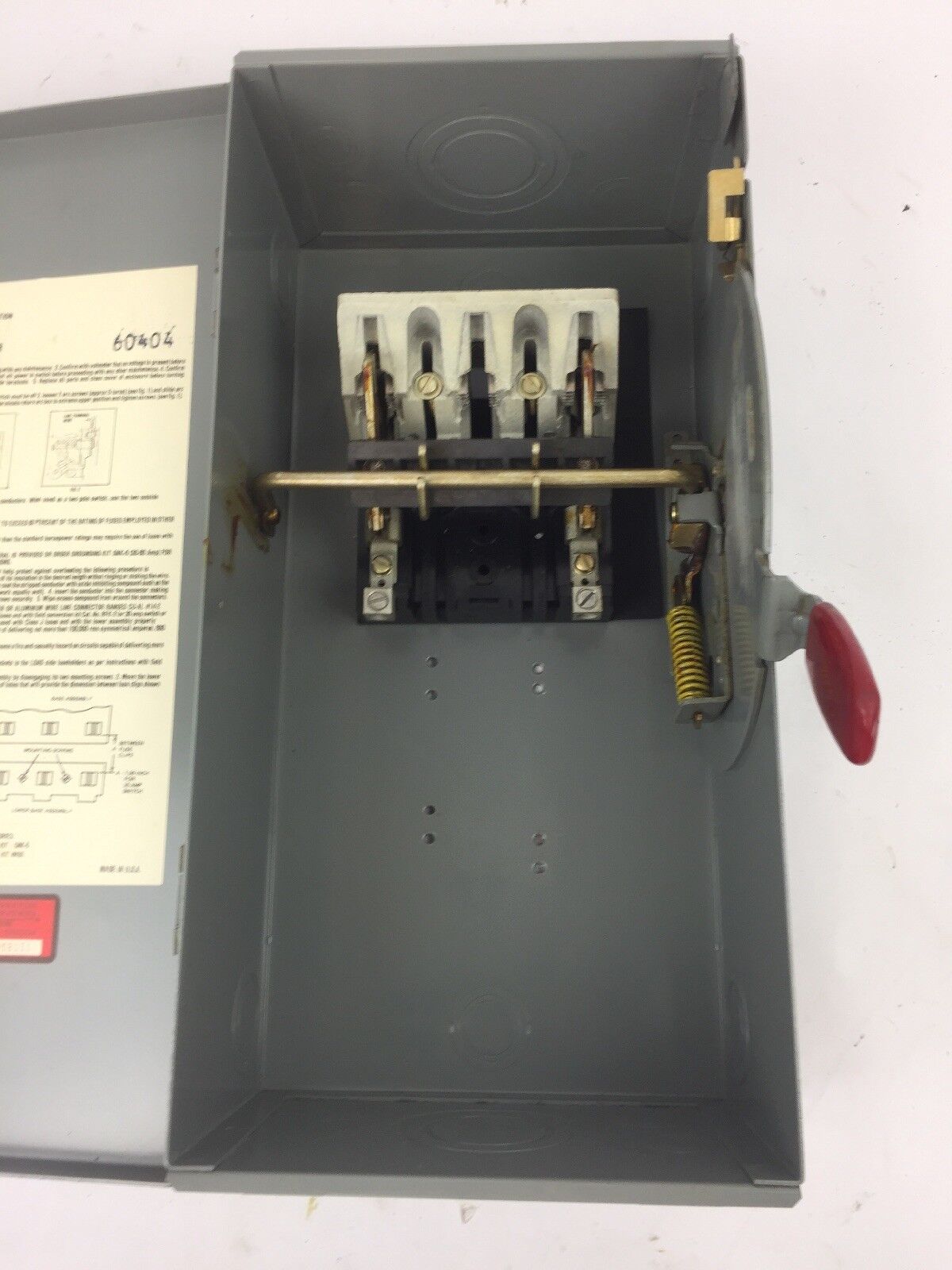 WESTINGHOUSE HFN361 HEAVY DUTY SAFETY SWITCH 600 VAC 30 AMP TYPE 1 ENCLOSURE