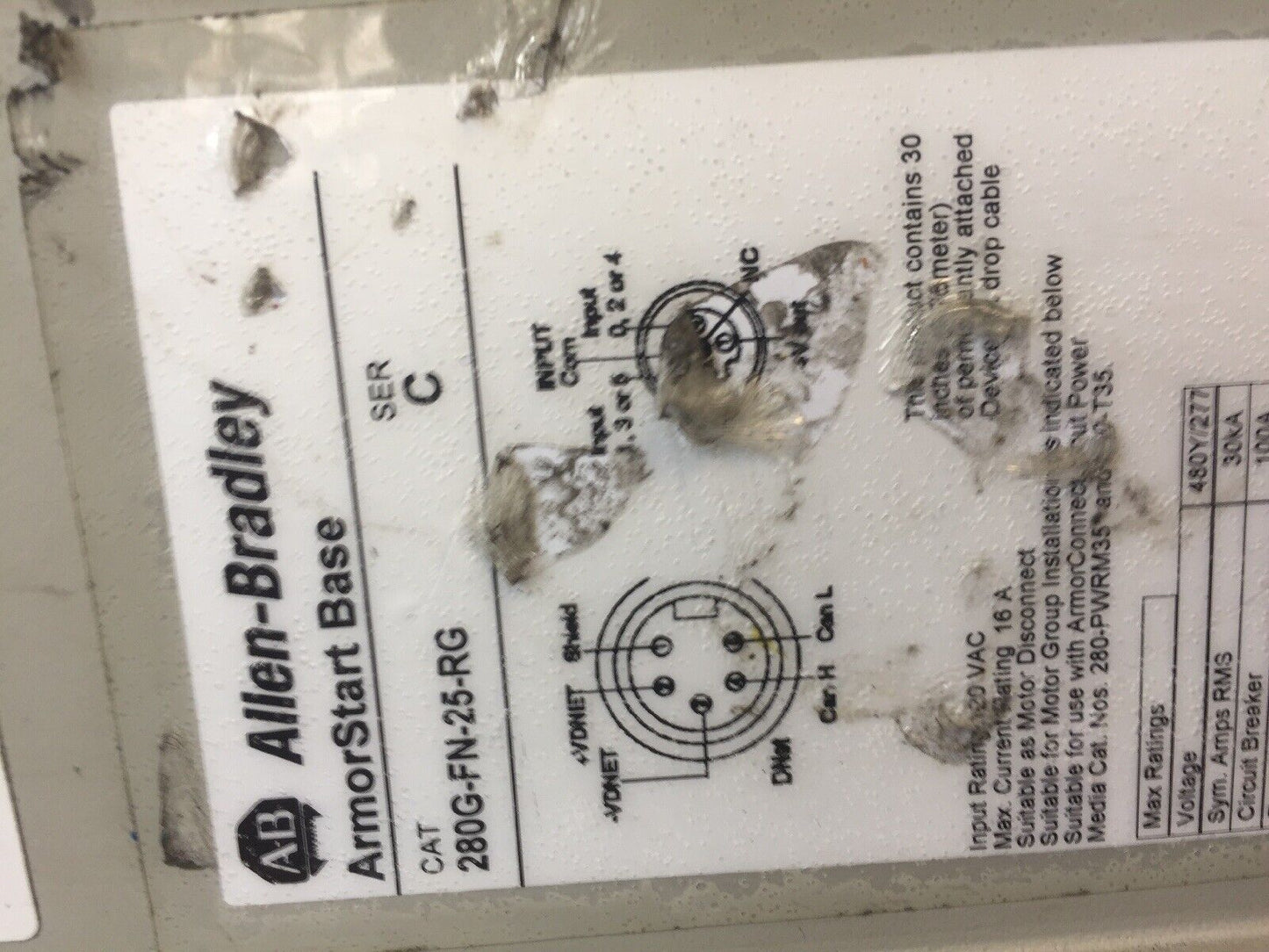 ALLEN BRADLEY 280G-FN-25-RG ARMOR START BASE 284G-FVD6P0D-25-RRG-CBG-DB1-EMI