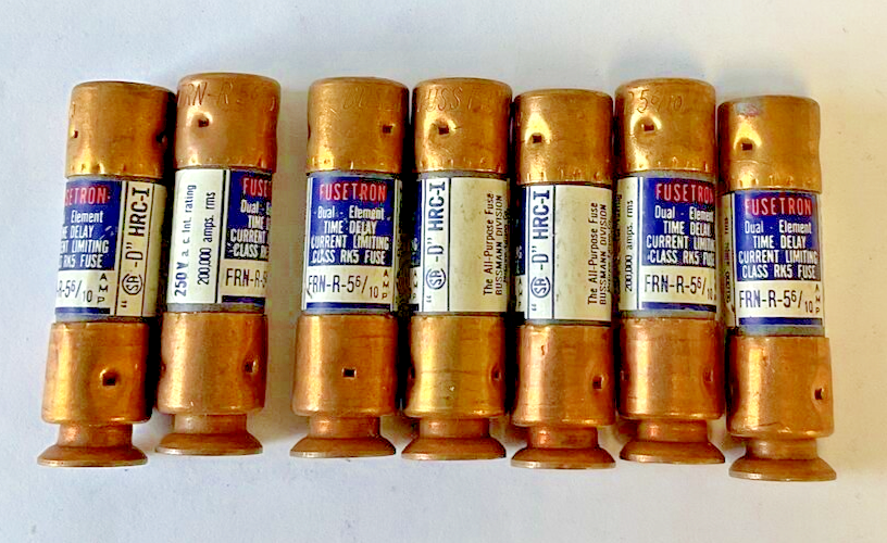 BUSSMANN FRN-R-5 6/10 FUSE FUSETRON 250VAC 5 6/10A ***LOT OF 7***