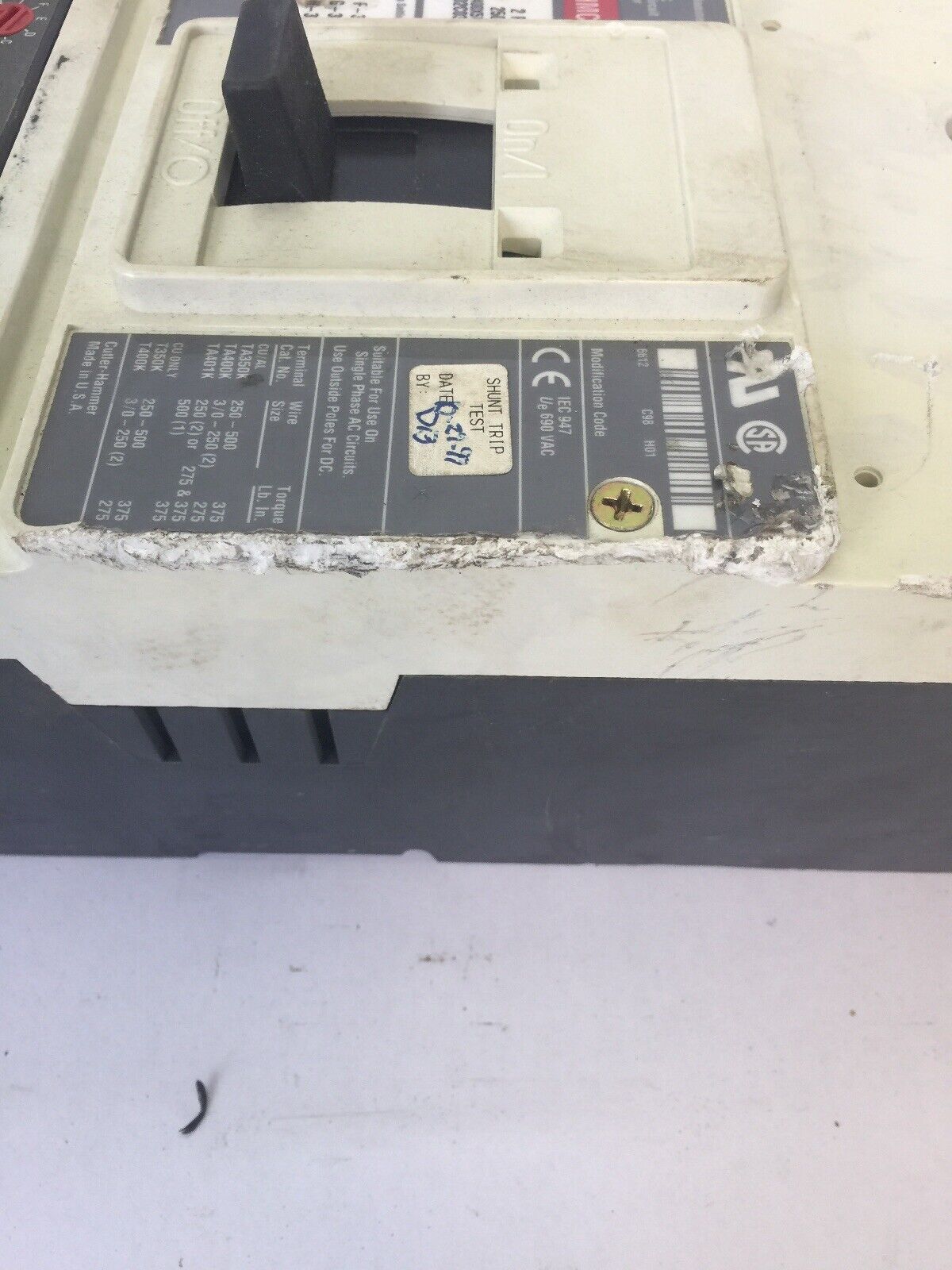 CUTLER HAMMER HM2P400X5WS10 MOTOR CIRCUIT PROTECTOR 400A 600 VAC 250 VDC 2 POLE