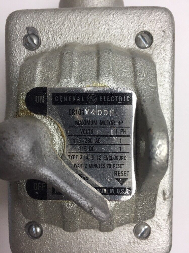 GE CR101Y400H MAN MOTOR STARTER SINGLE SPEED 1HP MAX 115/230V 25-60HZ 1 POLE